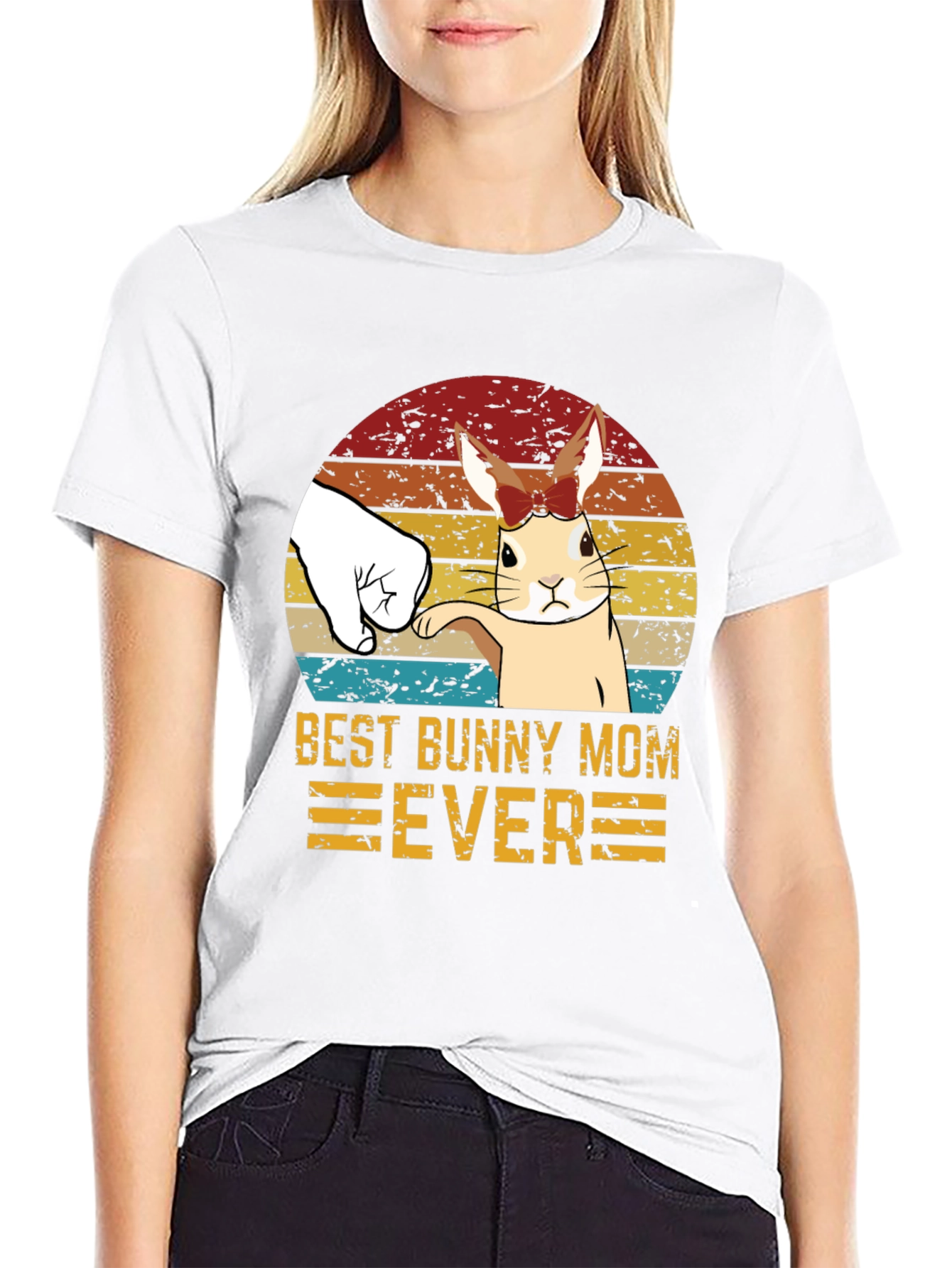 Black Best Bunny Mom Ever T-Shirt view 9