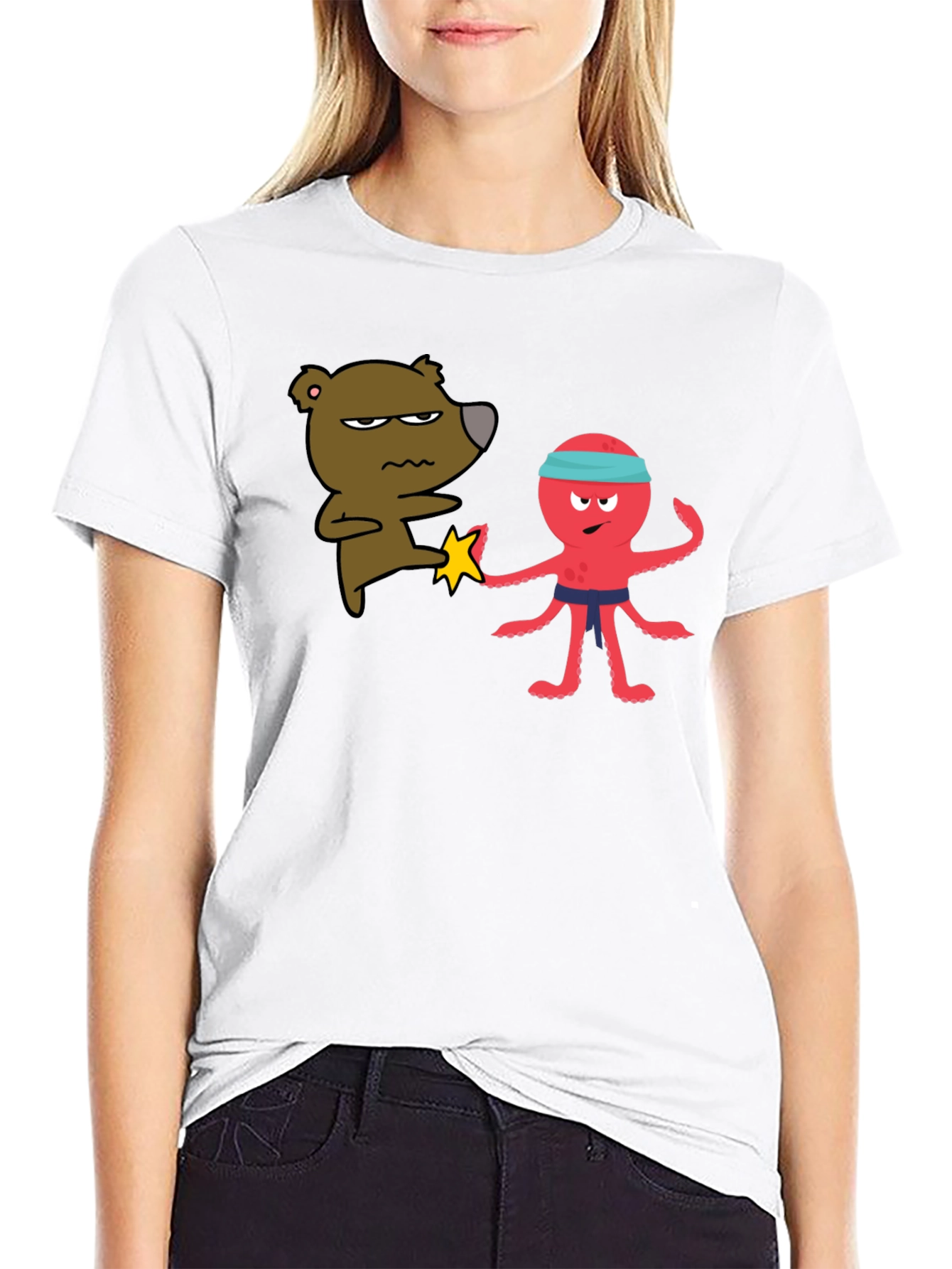 Black Bear vs Octopus T-Shirt - Martial Arts Funny Tee view 9