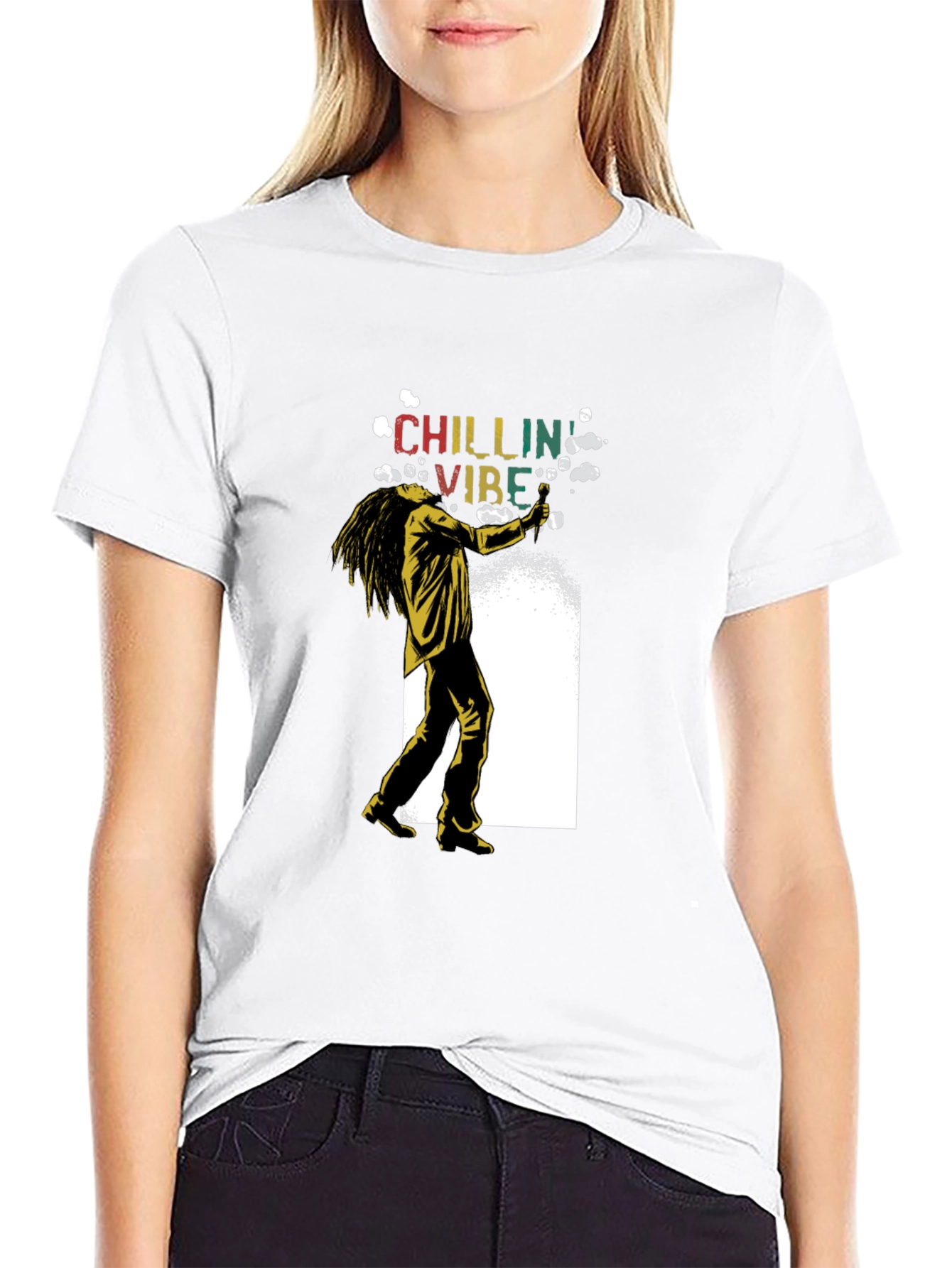 Black Chillin Vibe Graphic T-Shirt - Relaxed Style view 9