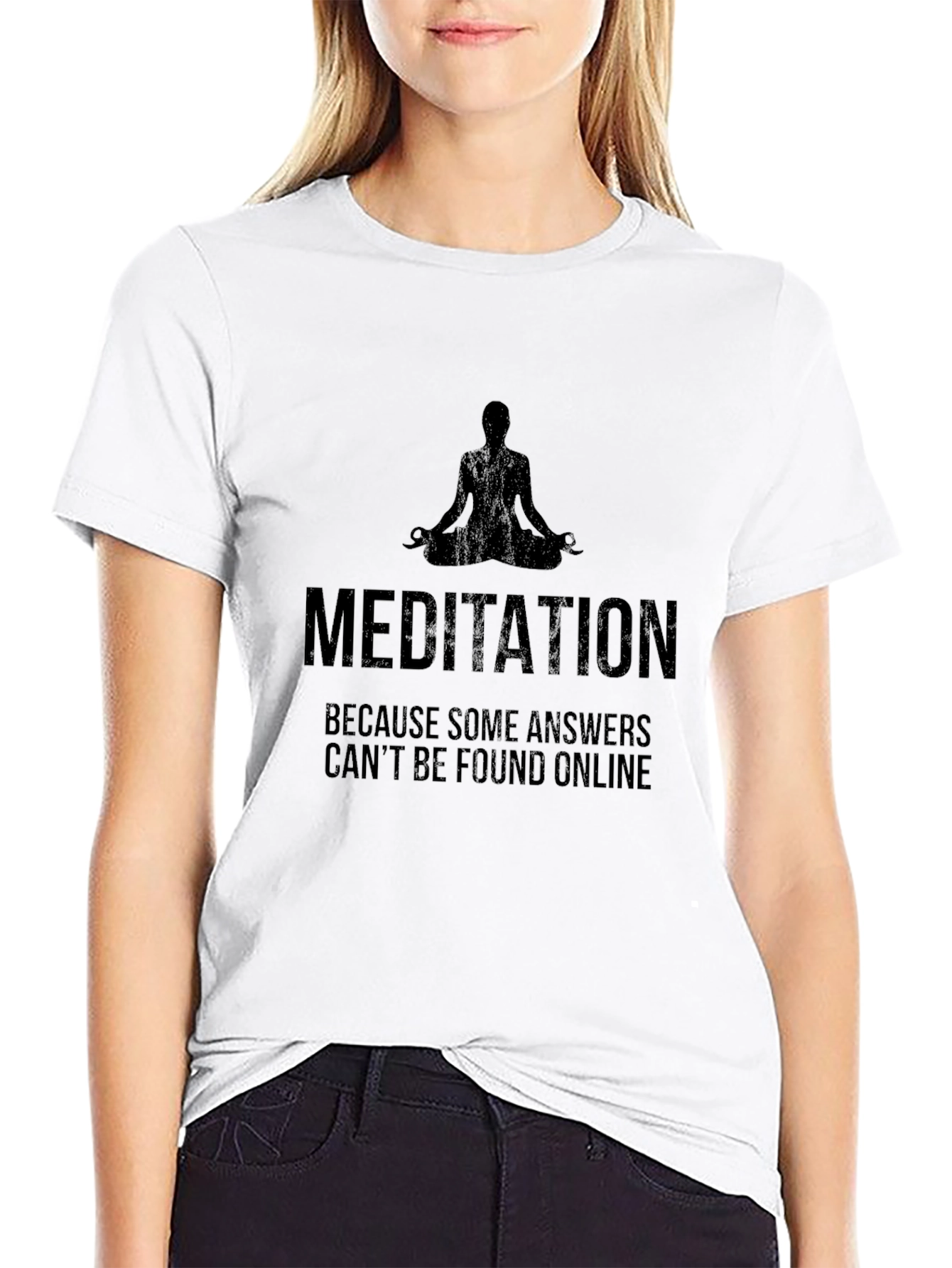 Black Meditation T-Shirt - Answers Not Found Online view 9