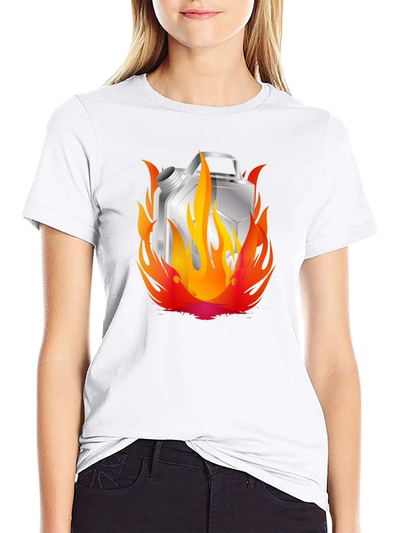Black Burning Gas Can T-Shirt - Cool Graphic Tee view 9