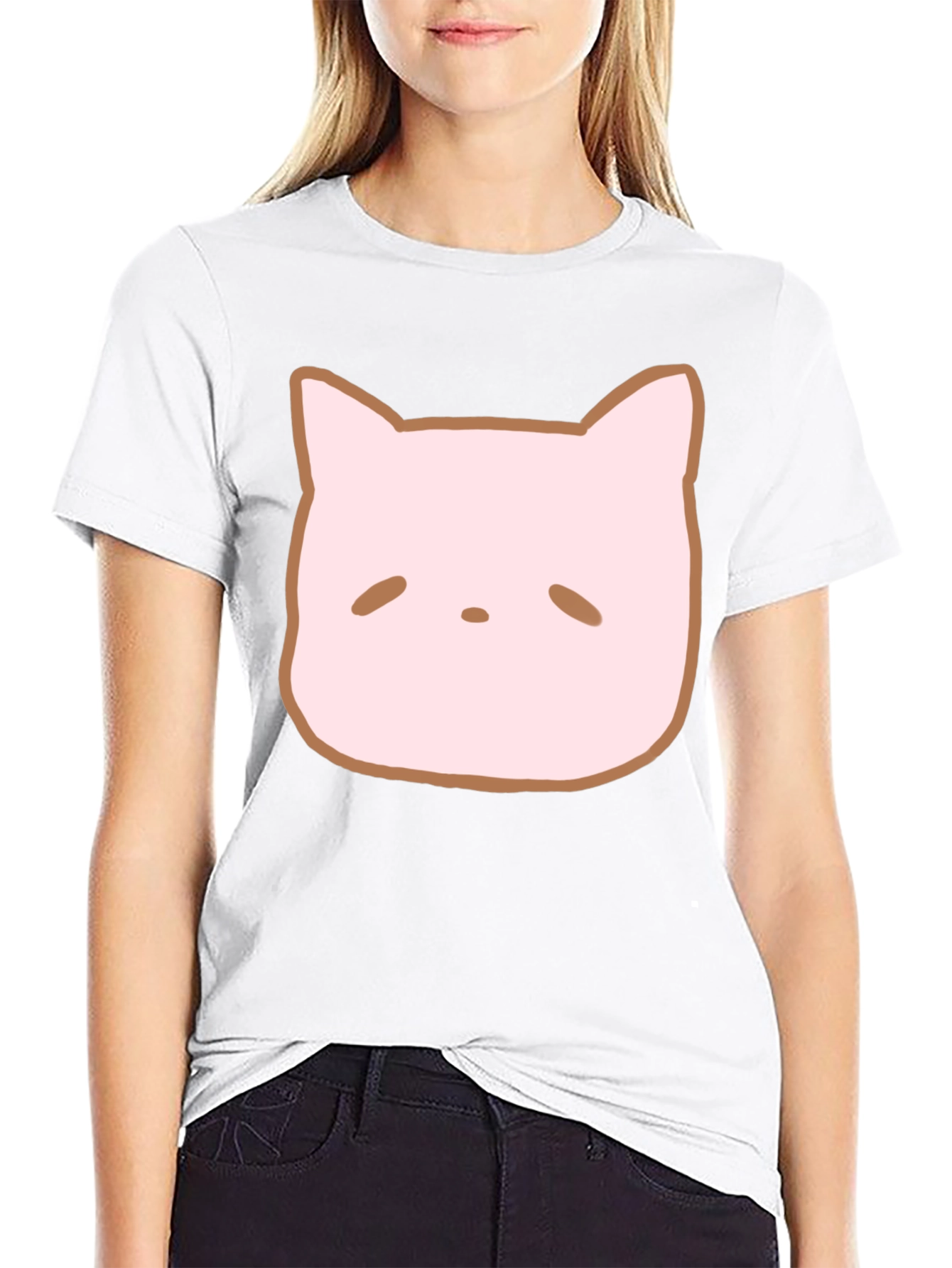 Black Cute Cat Face Graphic Tee - Casual Style view 9