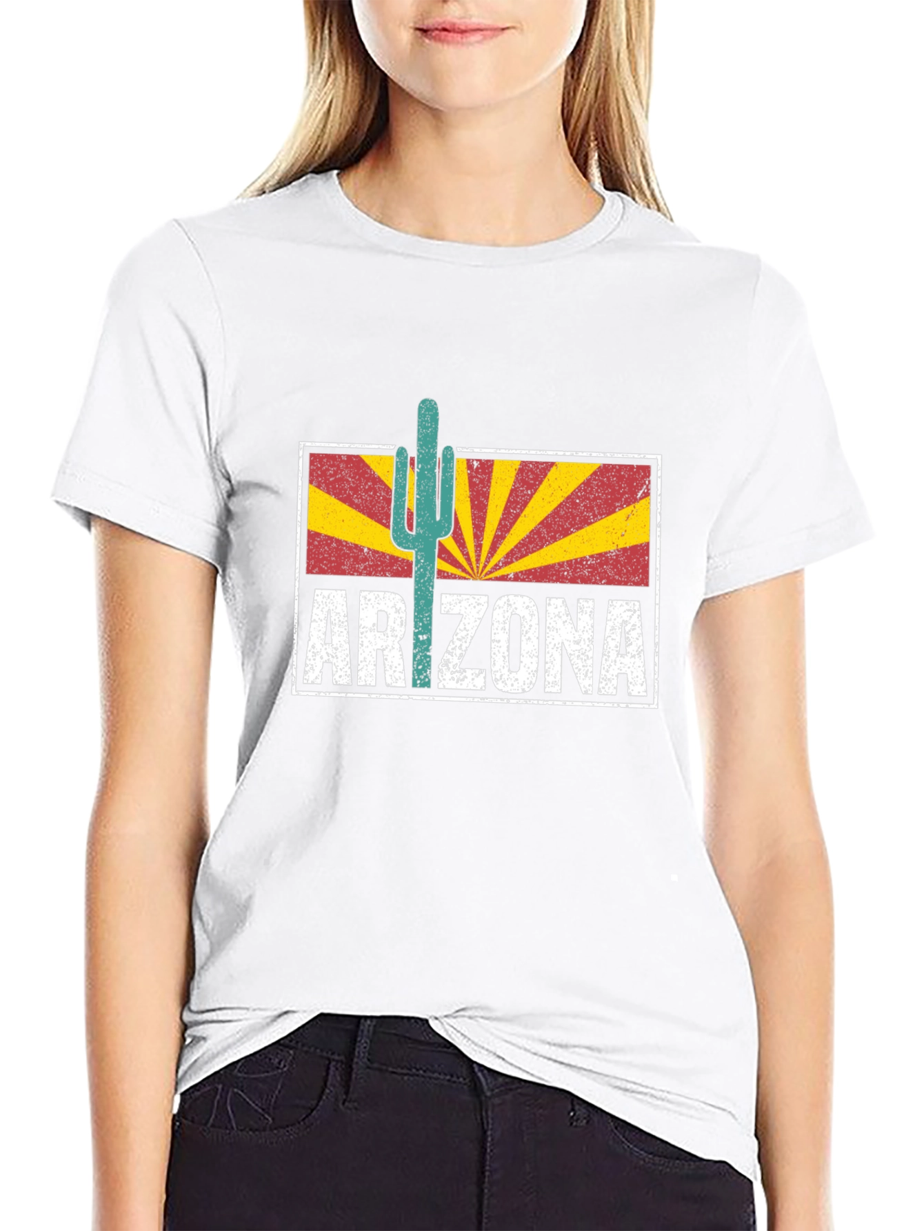 Black Arizona Retro Cactus T-Shirt view 9