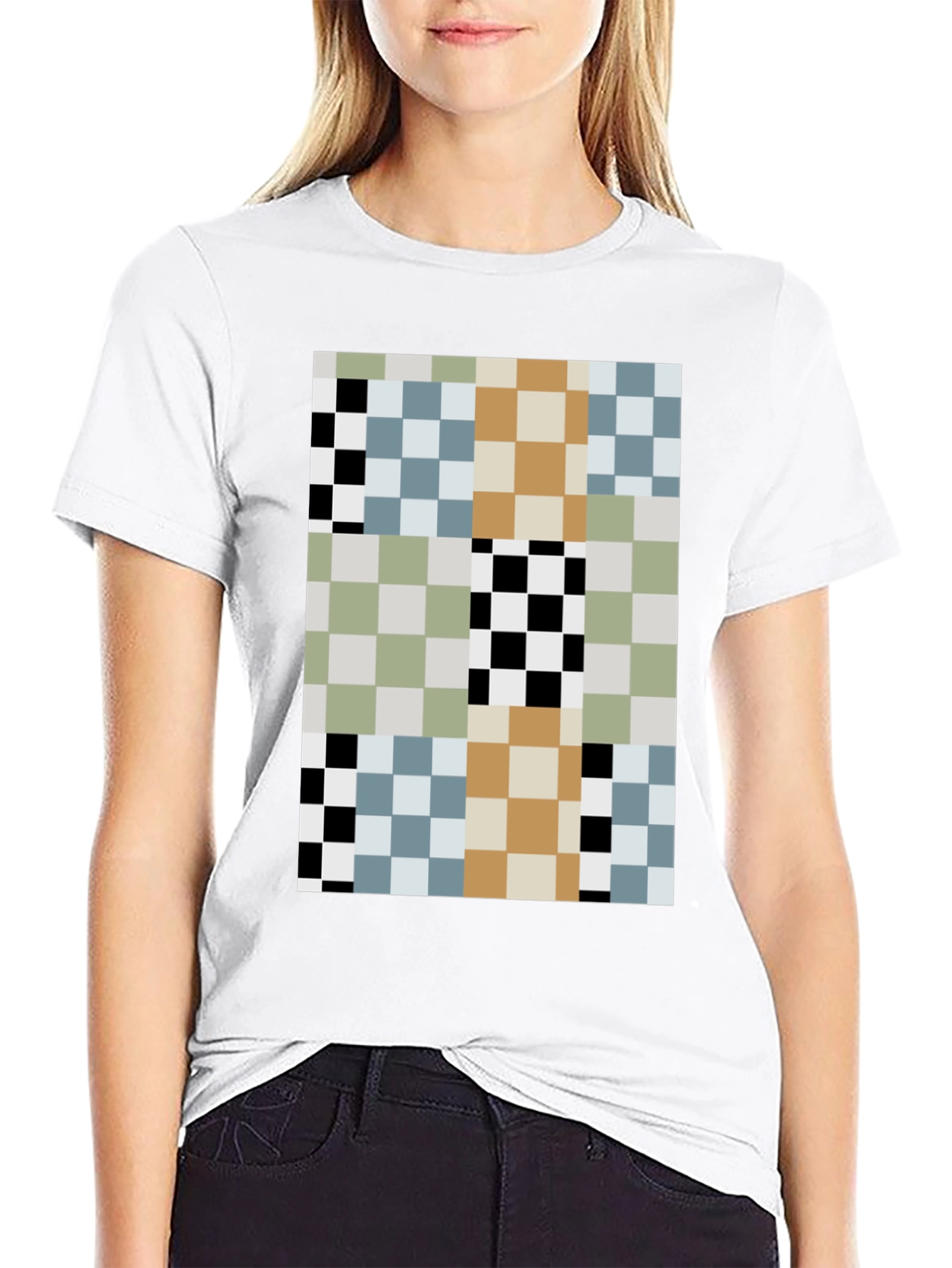 Black Pixelated Pattern T-Shirt - Modern Abstract Style view 9