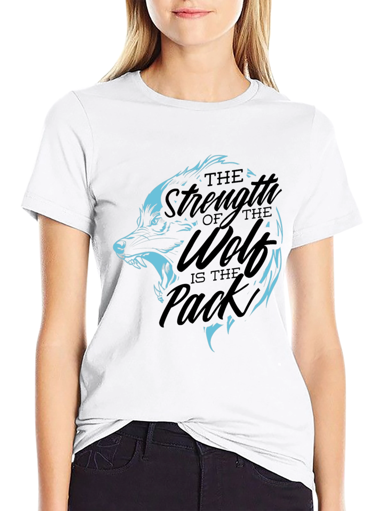 Black Wolf Pack Strength Graphic T-Shirt - Black view 9