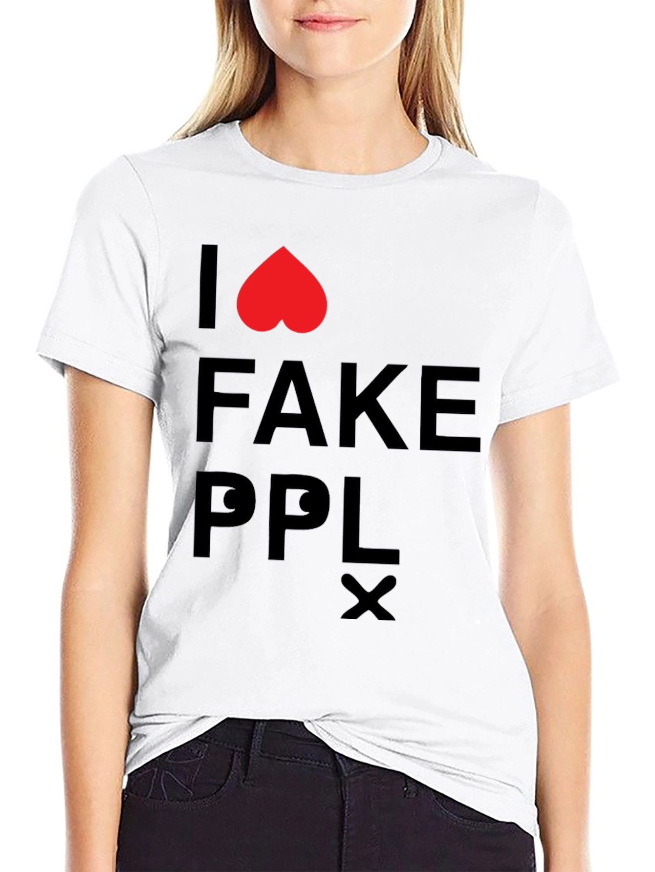 Black I Love Fake People T-Shirt view 9