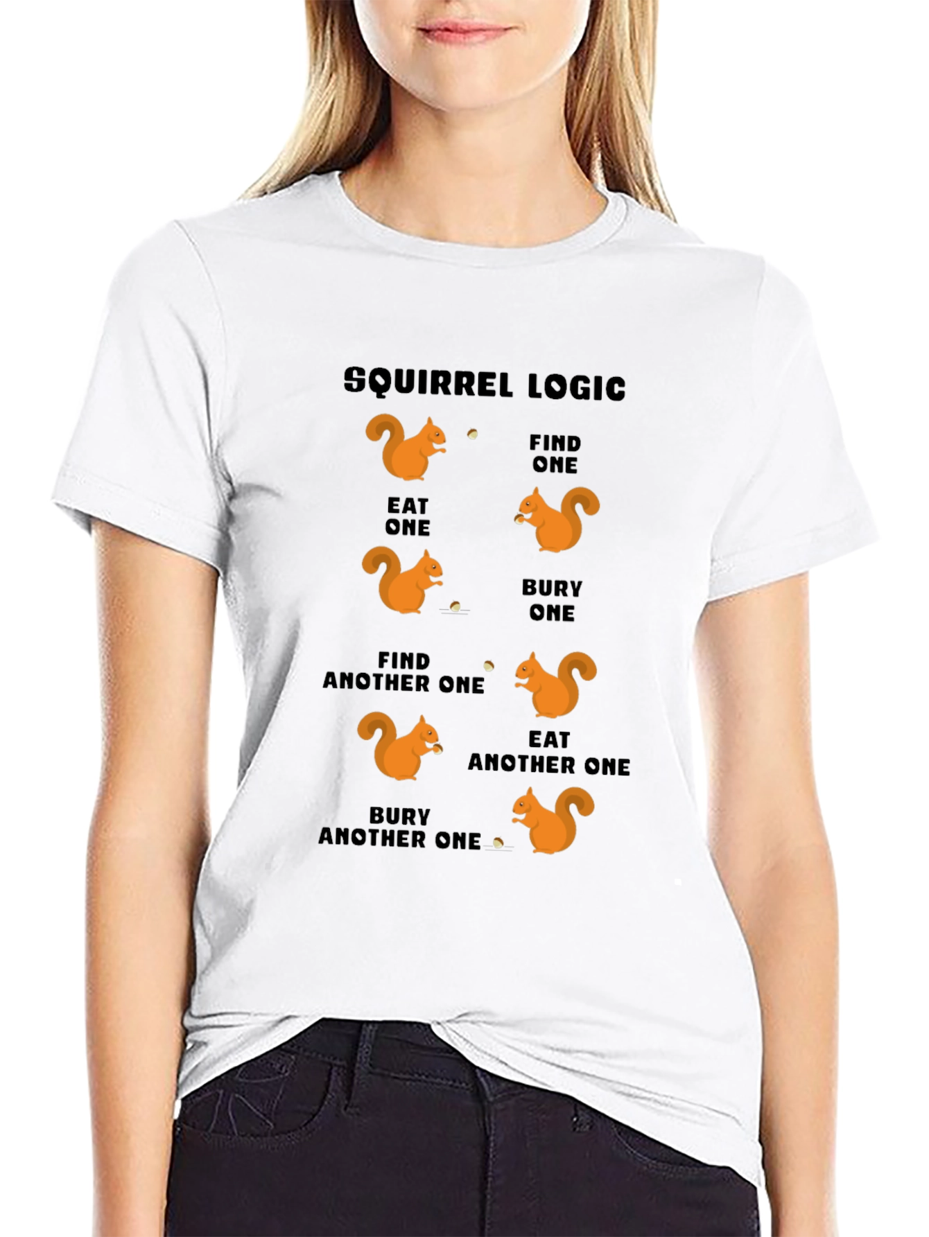 Black Squirrel Logic T-Shirt Funny Animal Tee view 9