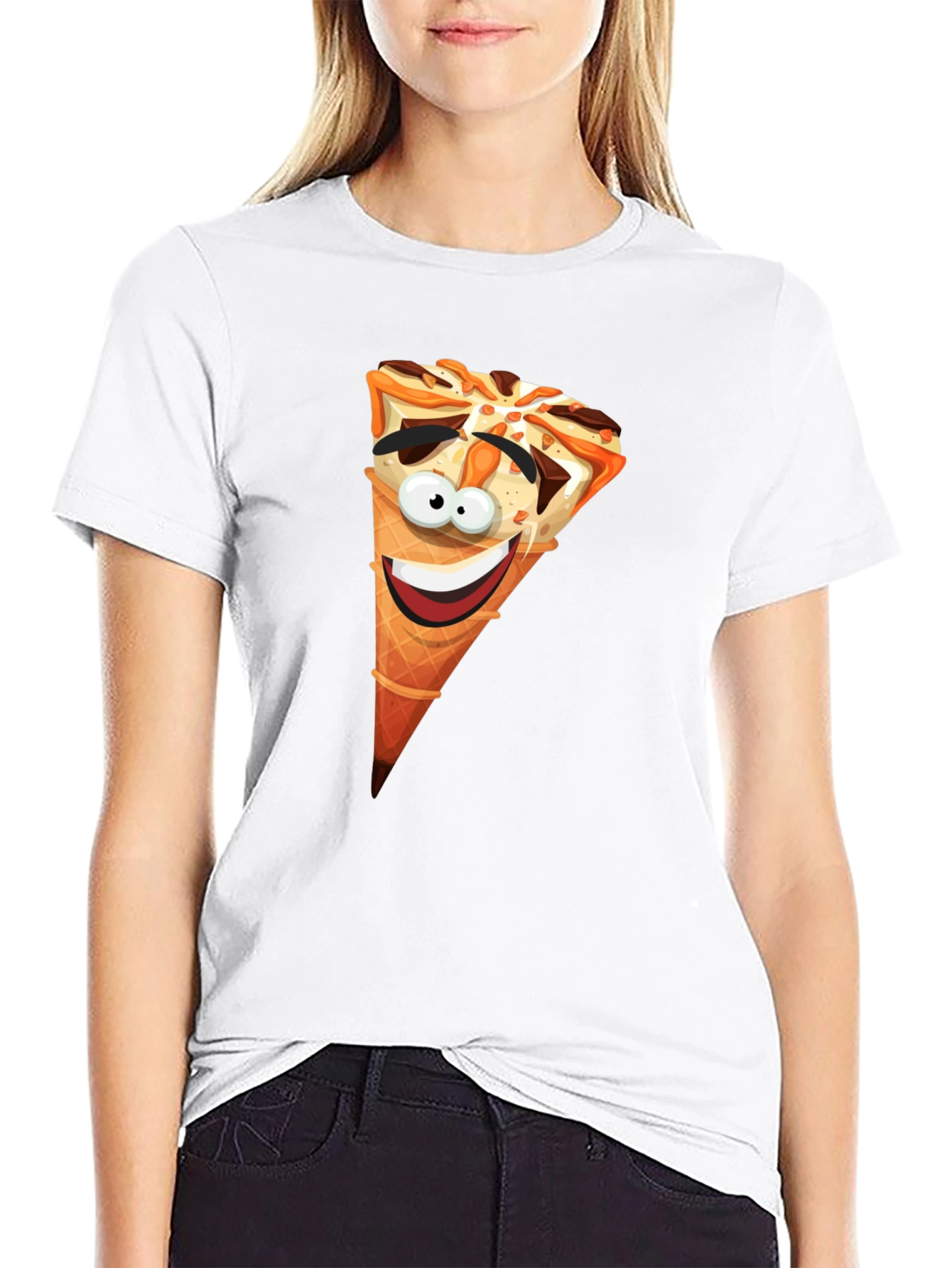 Black Funny Ice Cream Cone Graphic T-Shirt view 9