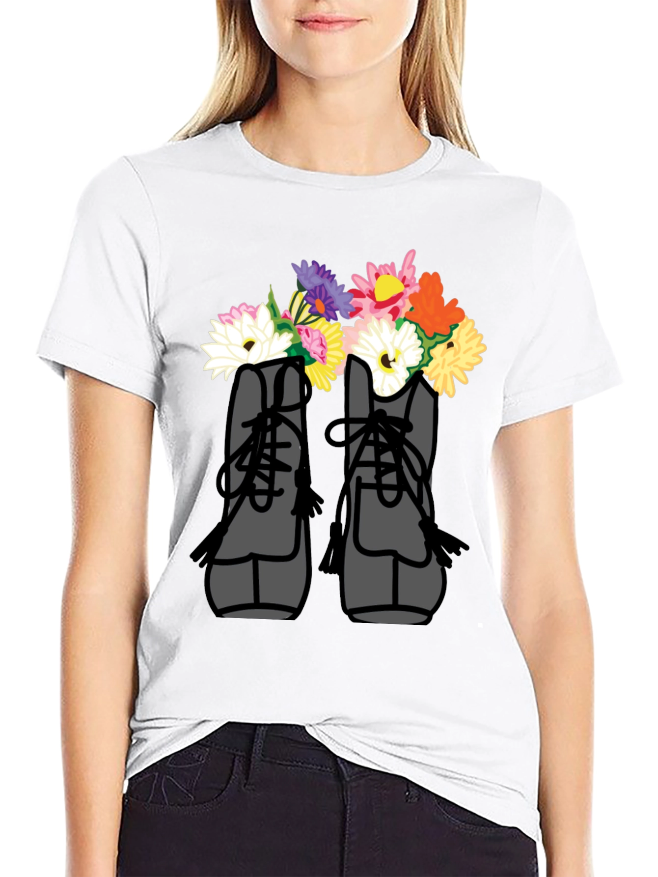 Floral Boots T-Shirt - Unique Graphic Tee for Casual Wear - 9