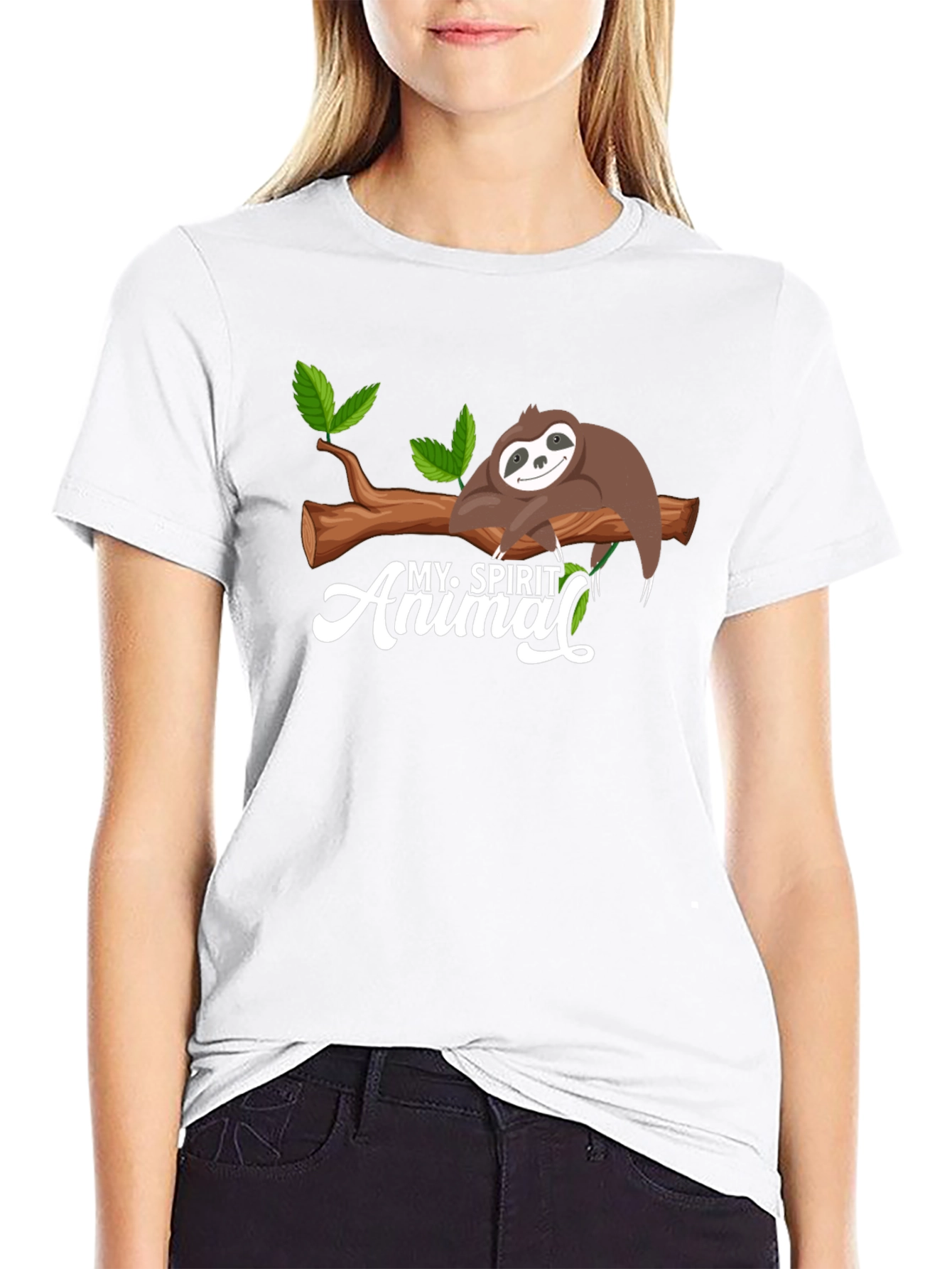 Black My Spirit Animal Sloth Graphic T-Shirt view 9
