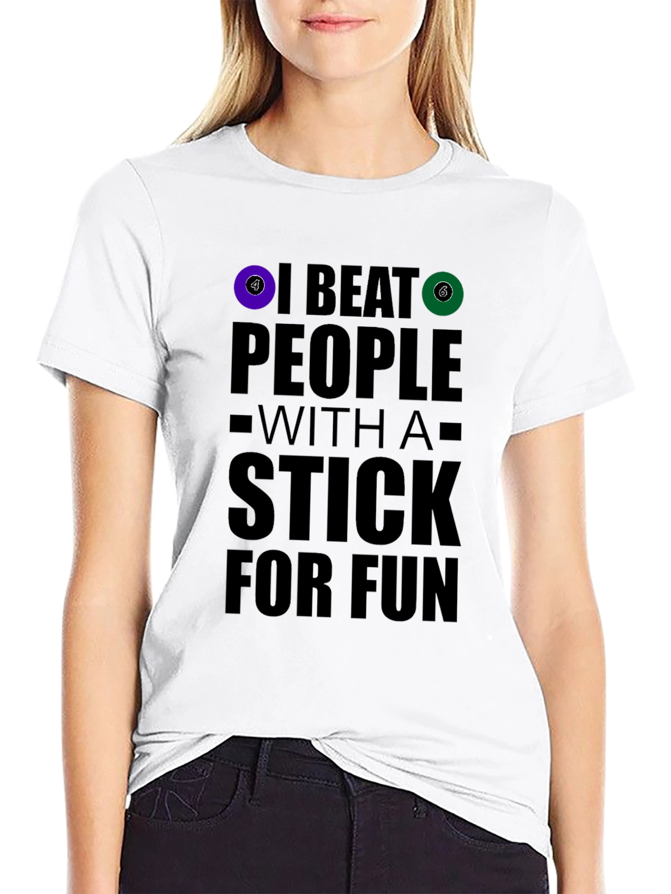 Black Funny Billiards T-Shirt: I Beat People With A Stick For Fun view 9
