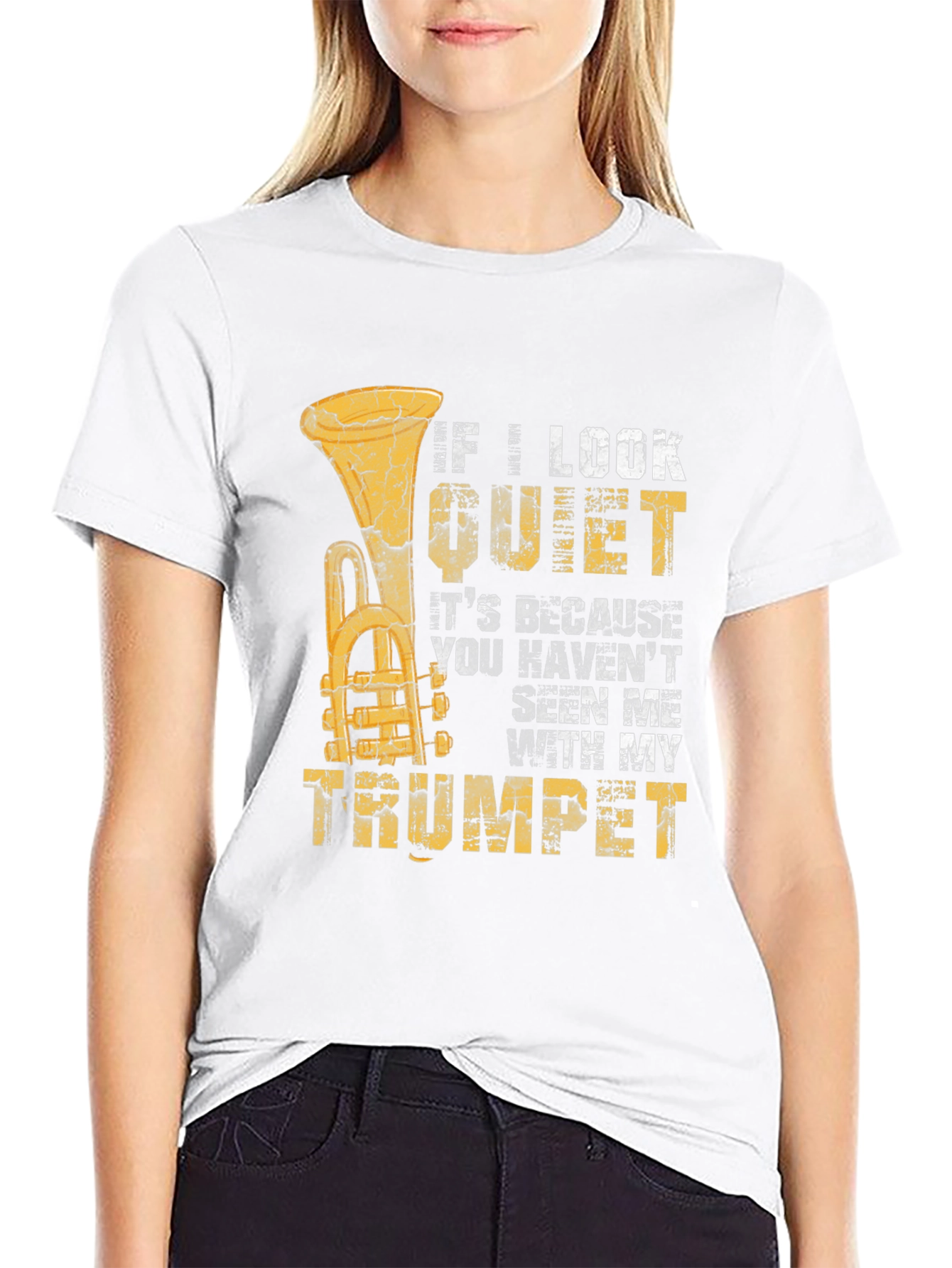 Black If I Look Quiet Trumpet Musician T-Shirt view 9