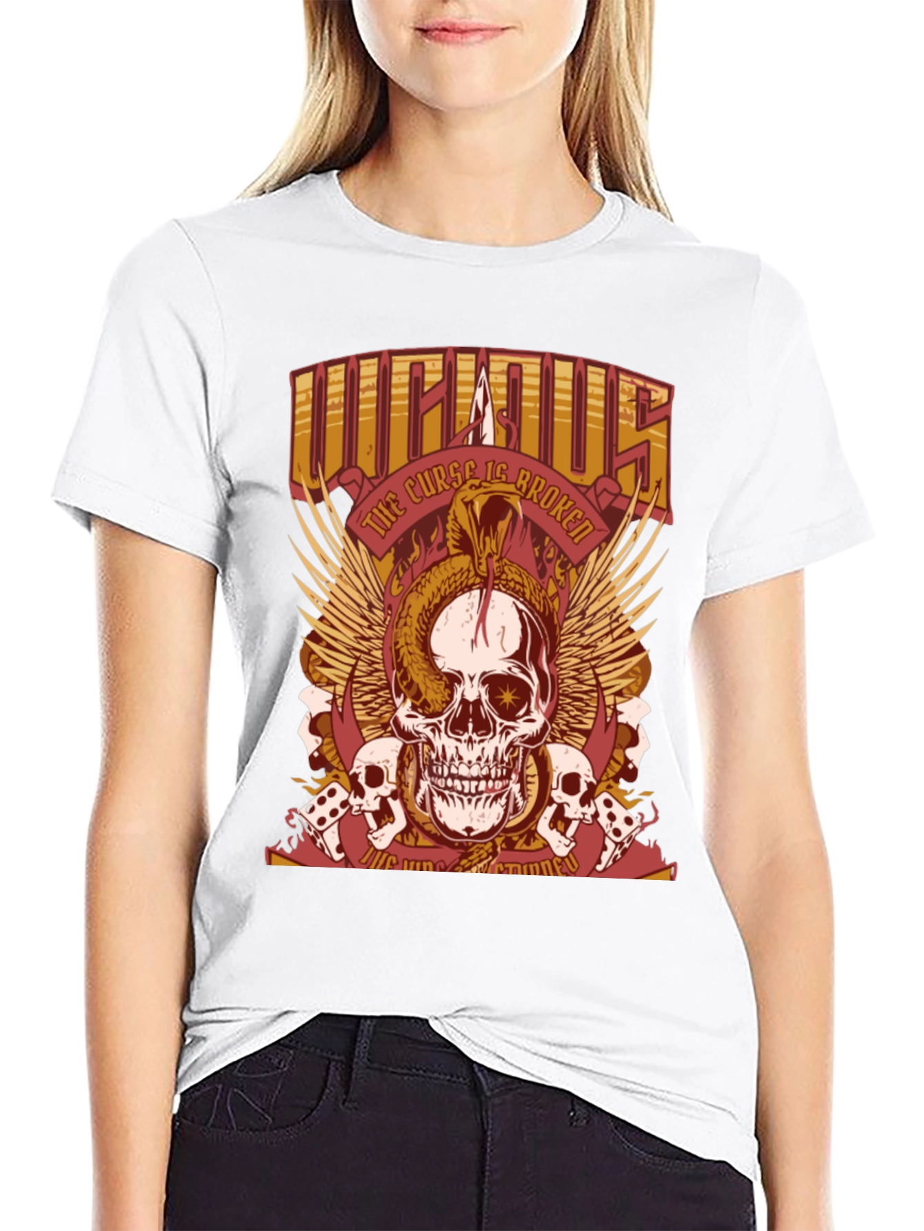 Black Skull & Snake Graphic T-Shirt - The Curse Is Broken view 9