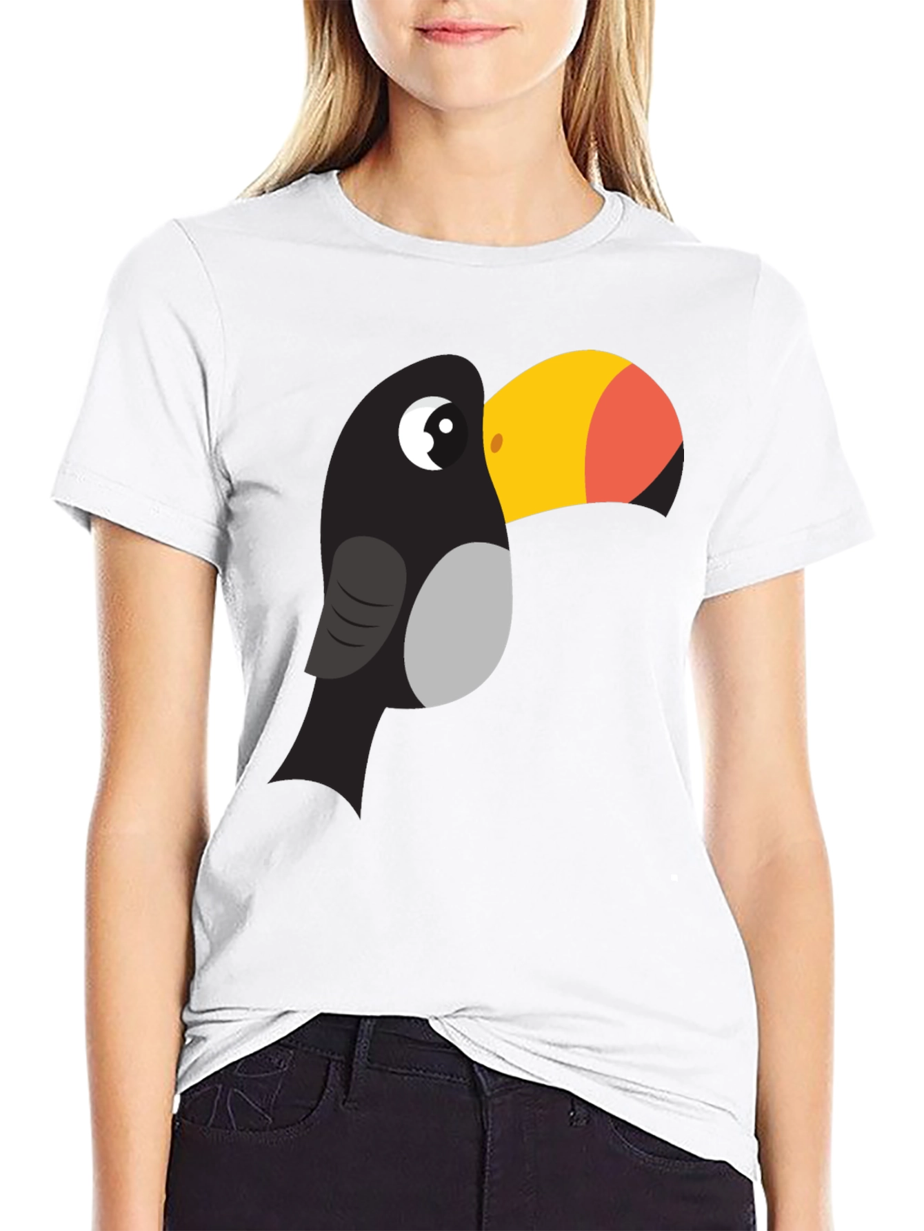 Black Toucan Graphic Tee - Fun Cartoon Bird T-Shirt view 9