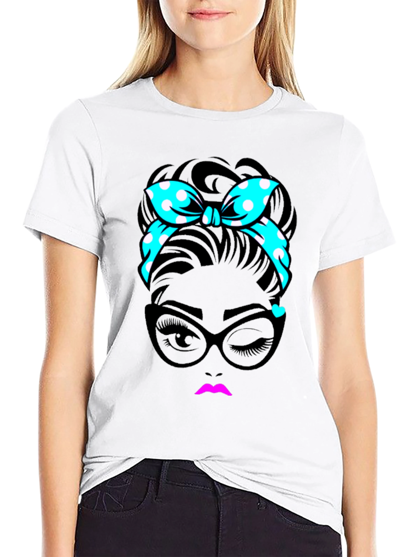 Black Retro Chic Woman Graphic T-Shirt view 9