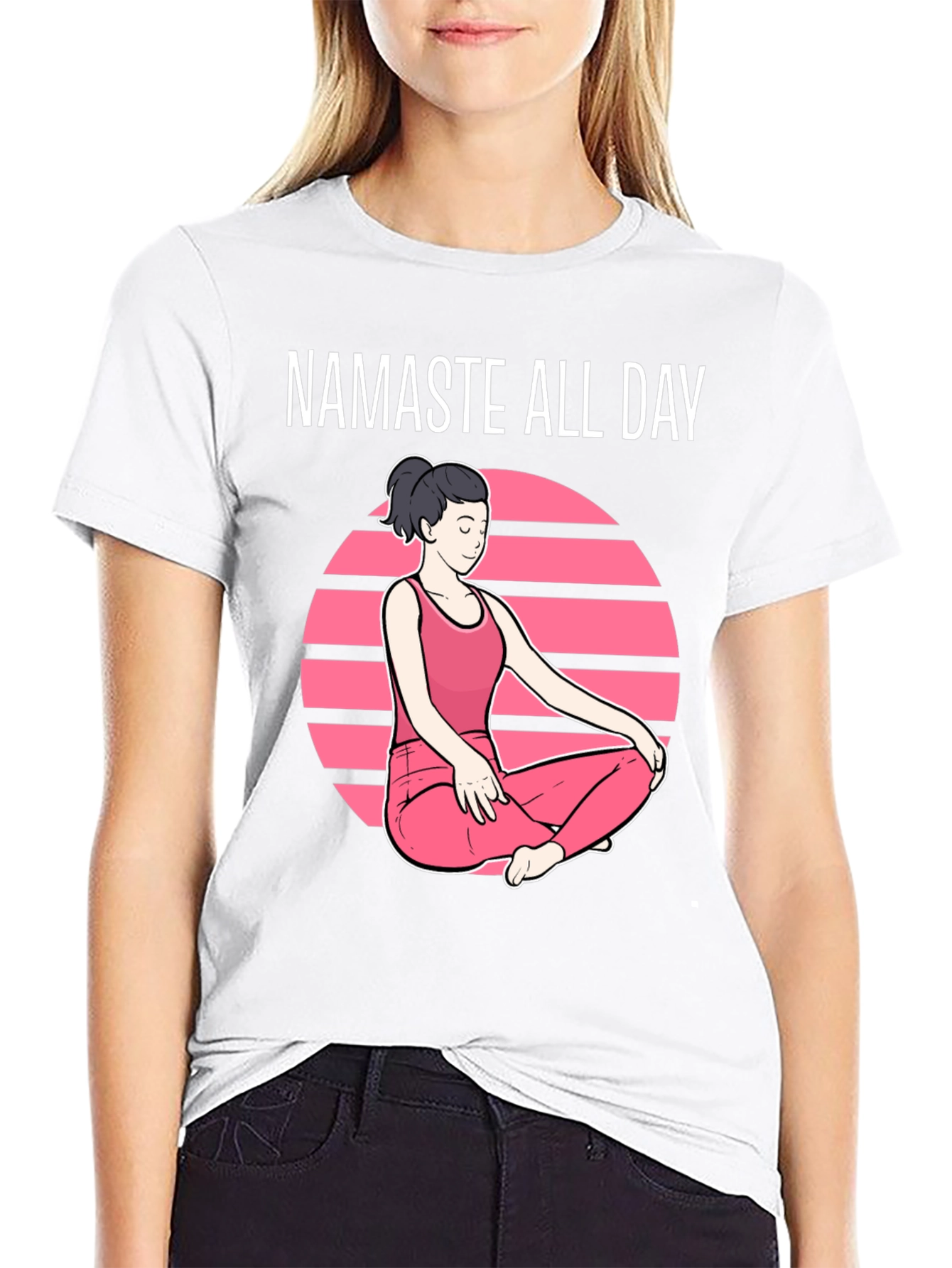 Black Namaste All Day Graphic T-Shirt - Yoga Design view 9