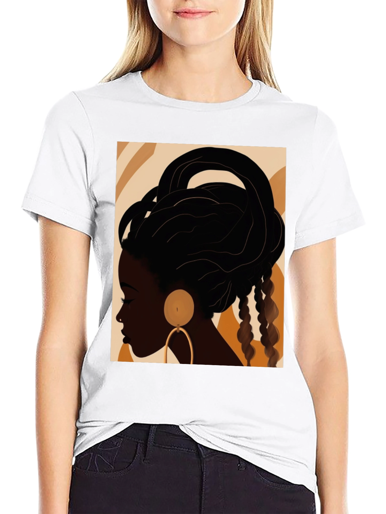 Black Stylish Afro Art Black T-Shirt view 9