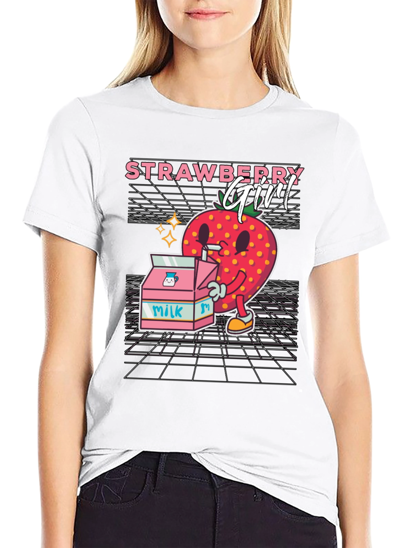 Black Strawberry Girl Graphic Tee view 9
