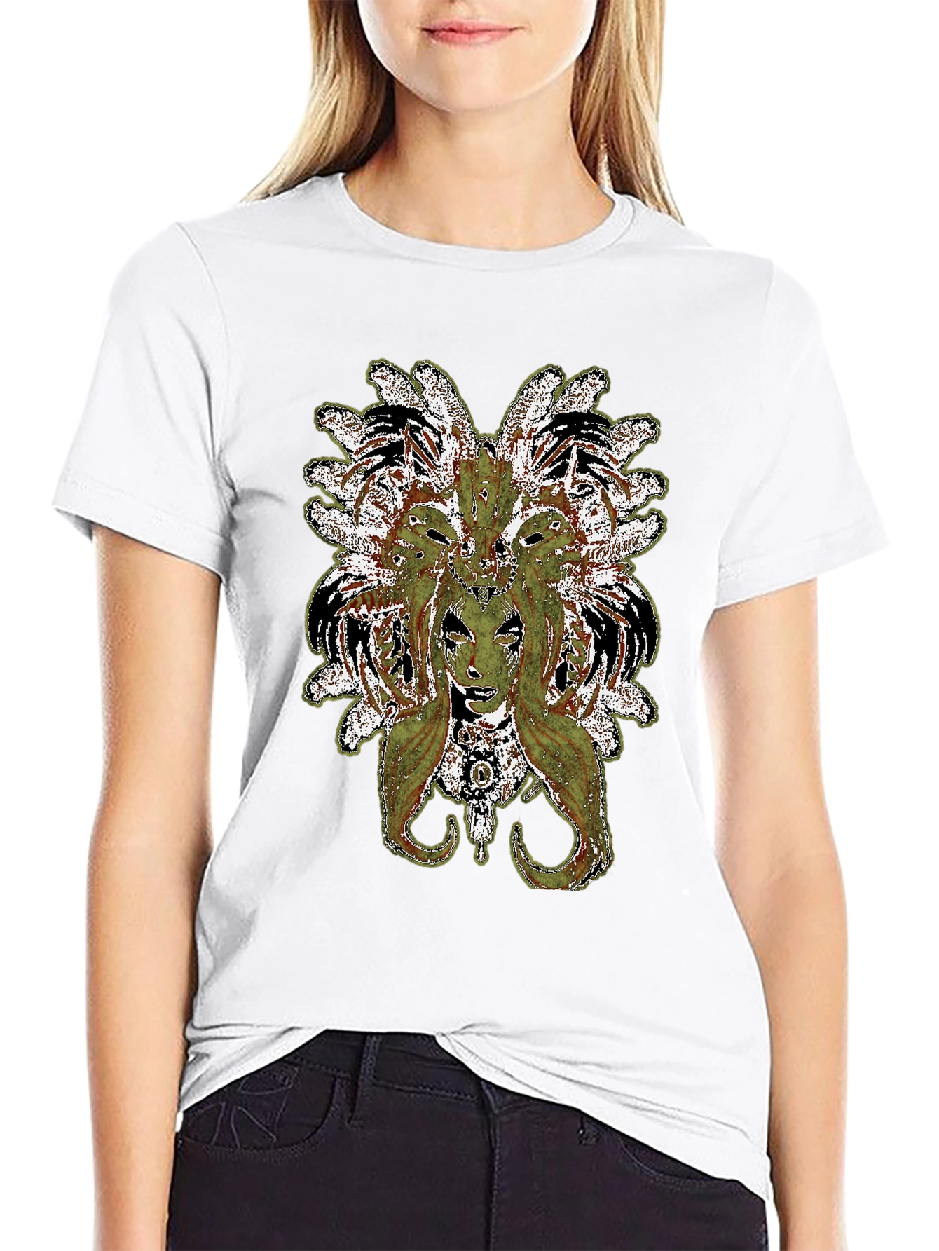 Black Medusa Graphic Print Black T-Shirt view 9