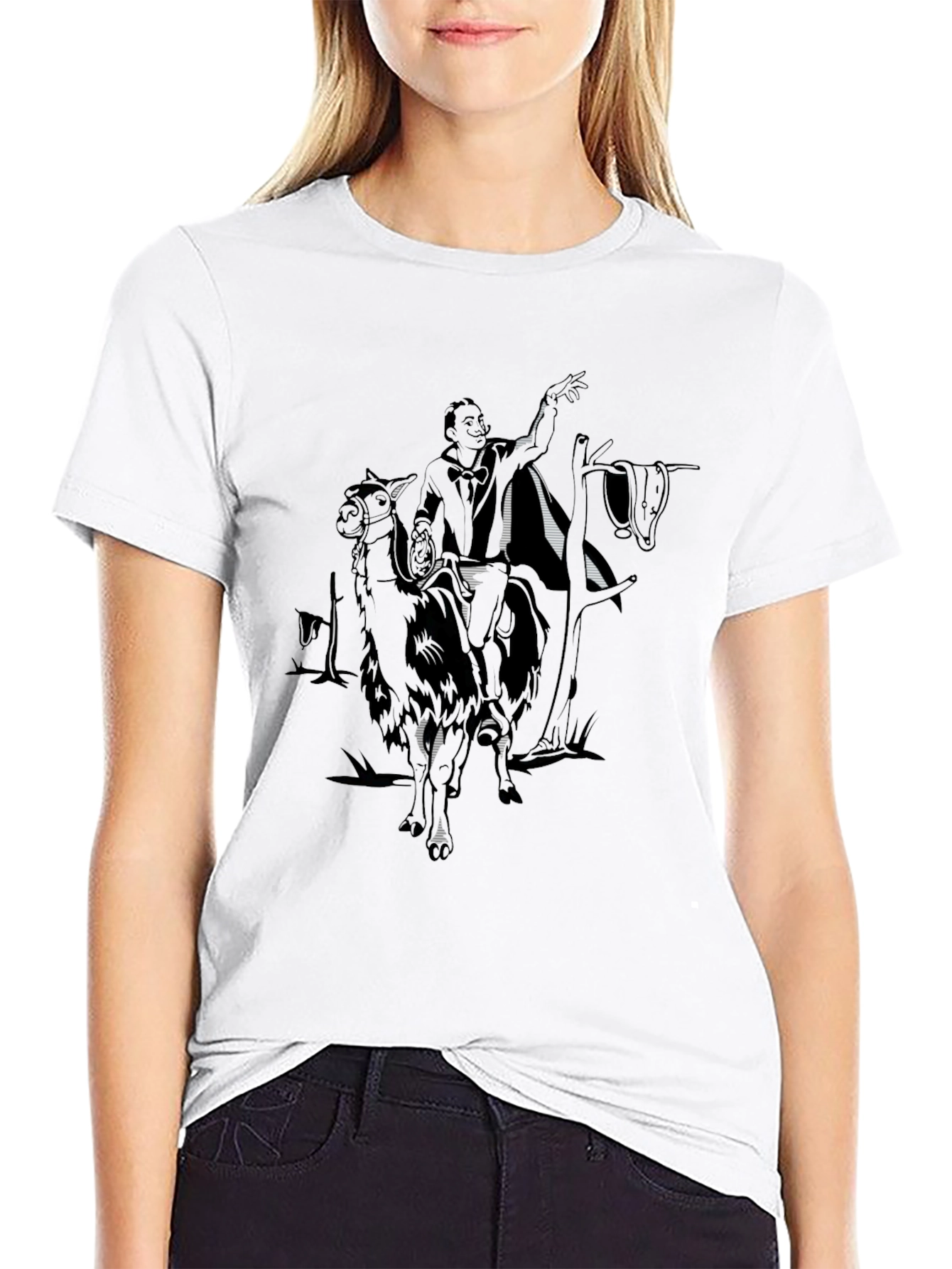 Black Salvador Dali Llama Black T-Shirt view 9