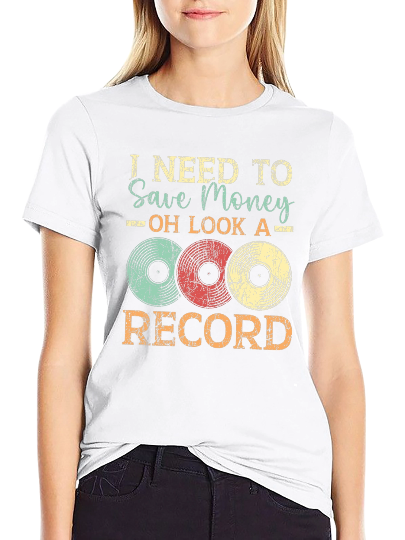 Black I Need to Save Money Vinyl Record T-Shirt view 9