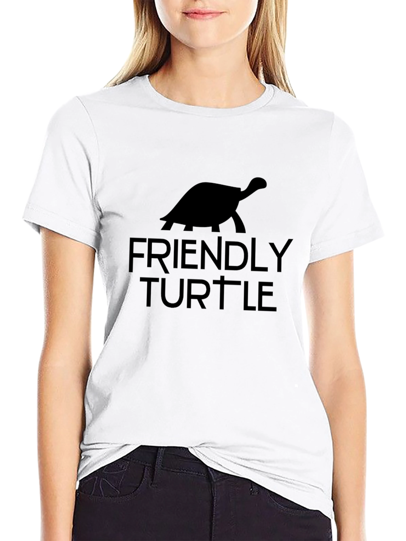 Black Friendly Turtle Black Graphic Tee view 9