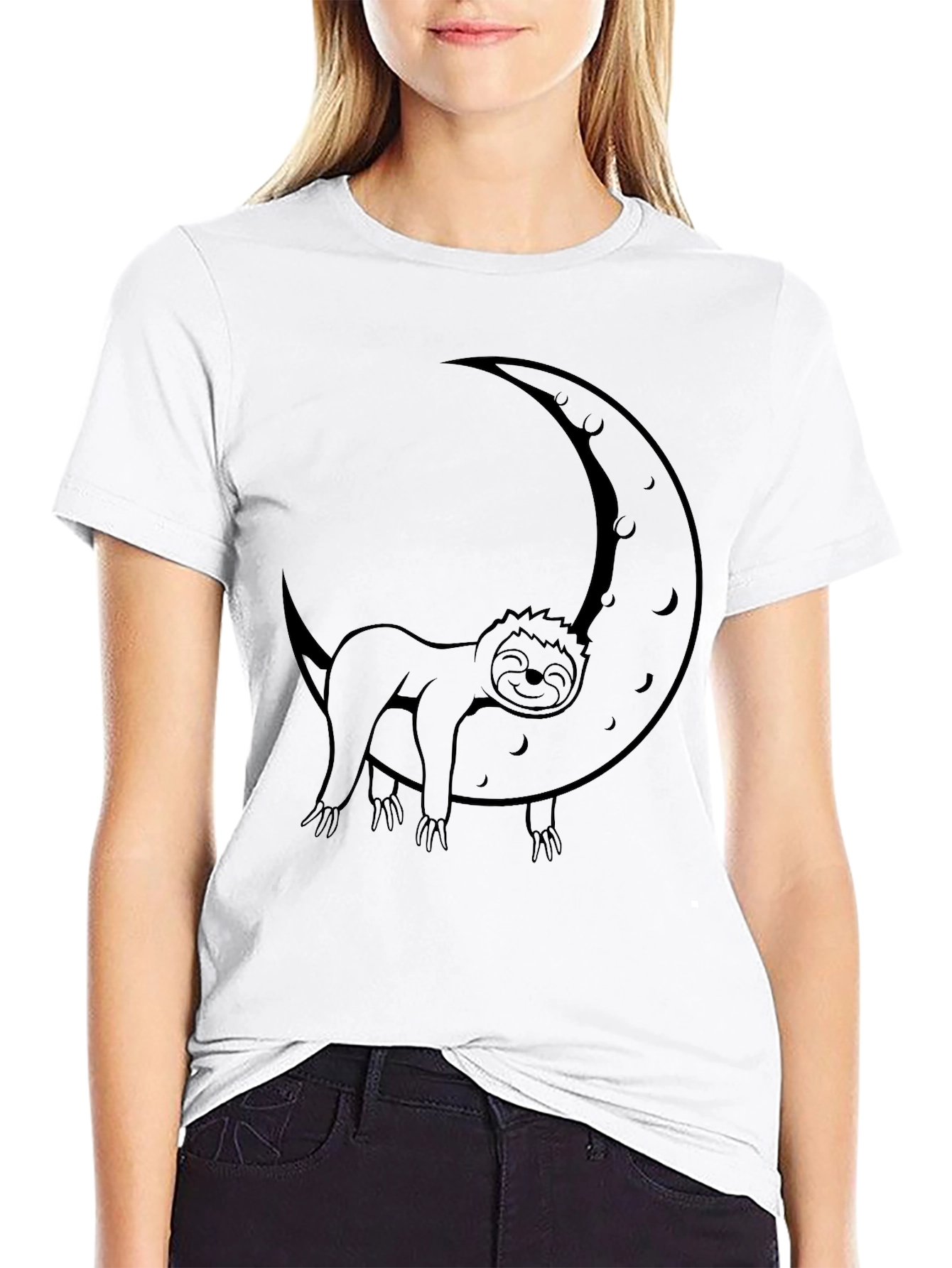 Black Sloth Moon Graphic T-Shirt - Relaxed Fit view 9