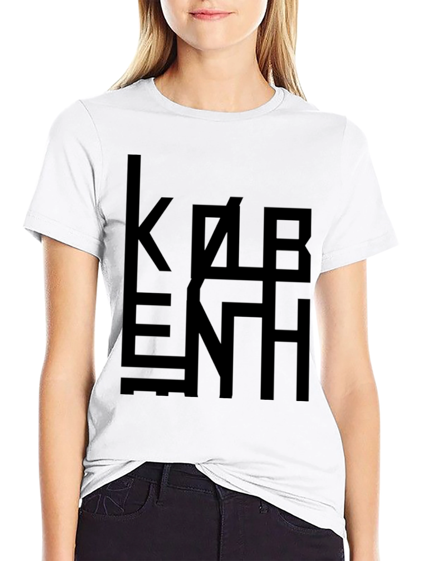 Black Geometric Graphic Tee - Black Cotton Blend view 9