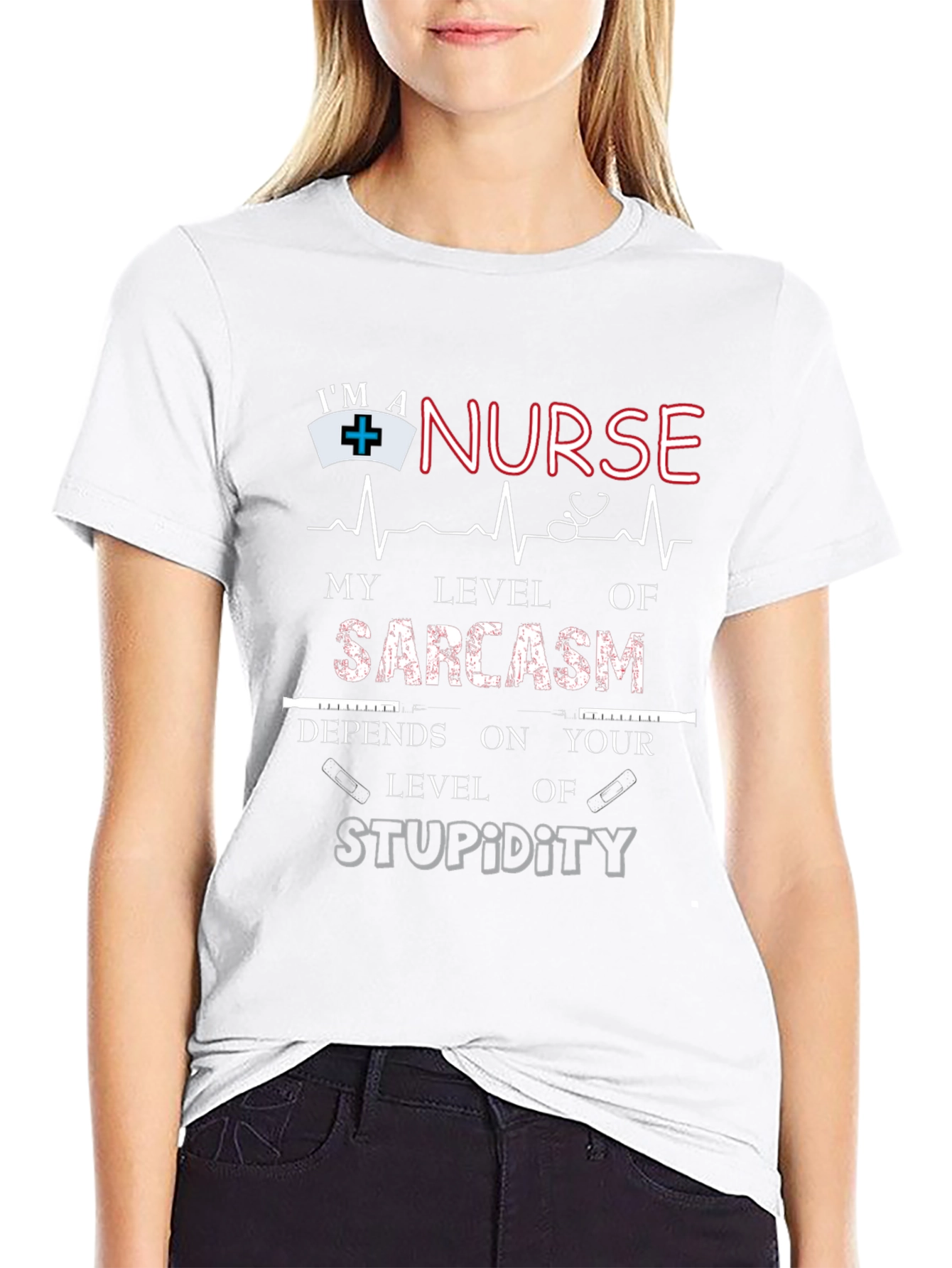 Black Nurse Sarcasm Level T-Shirt view 9