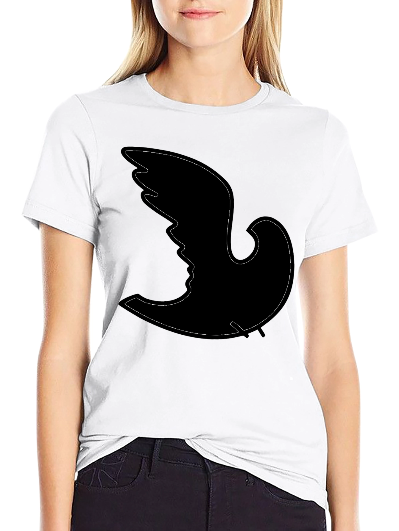 Black Abstract Bird Silhouette Black T-Shirt view 9