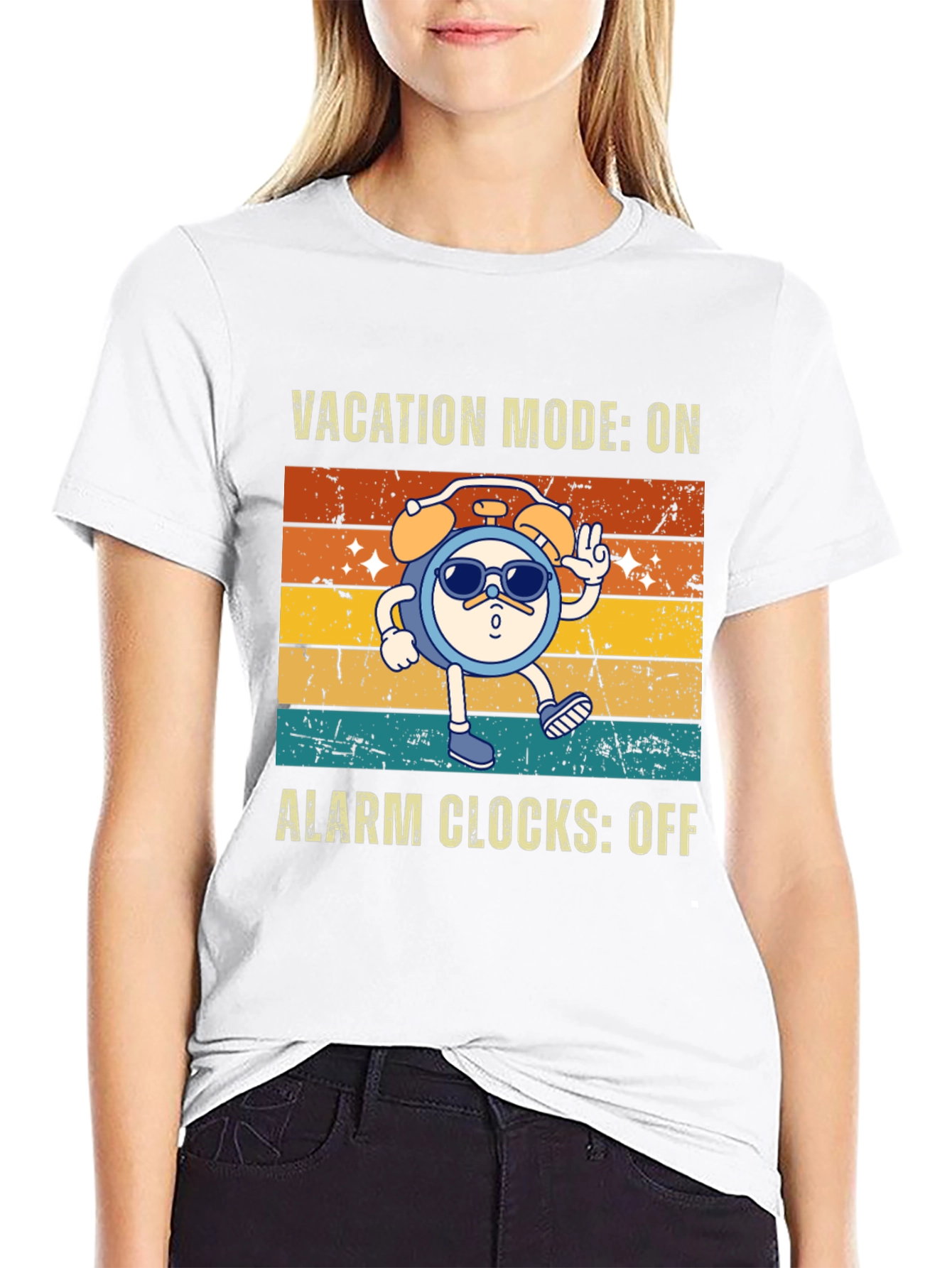 Black Vacation Mode On Black T-Shirt view 9
