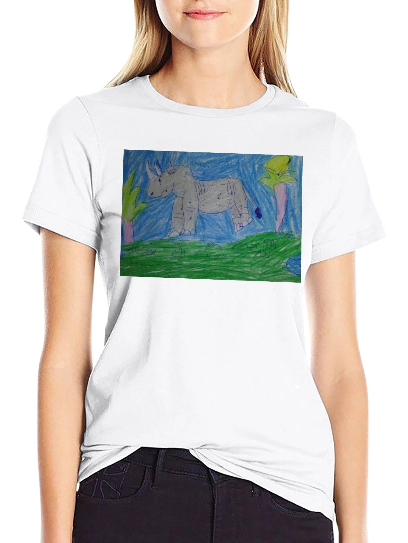 Black Rhino Graphic Print Black T-Shirt view 9