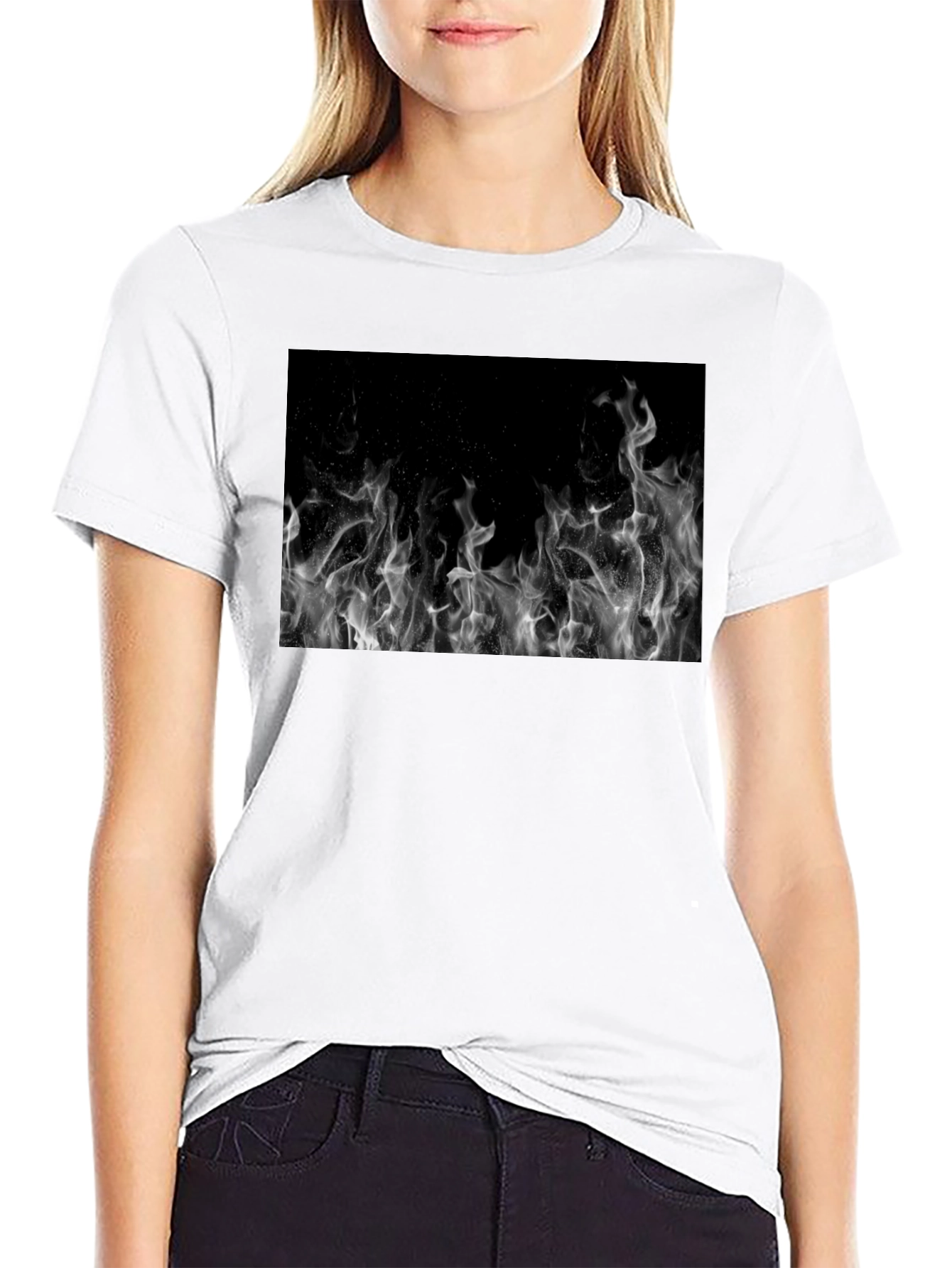 Black Black T-Shirt with Fire Graphic view 9