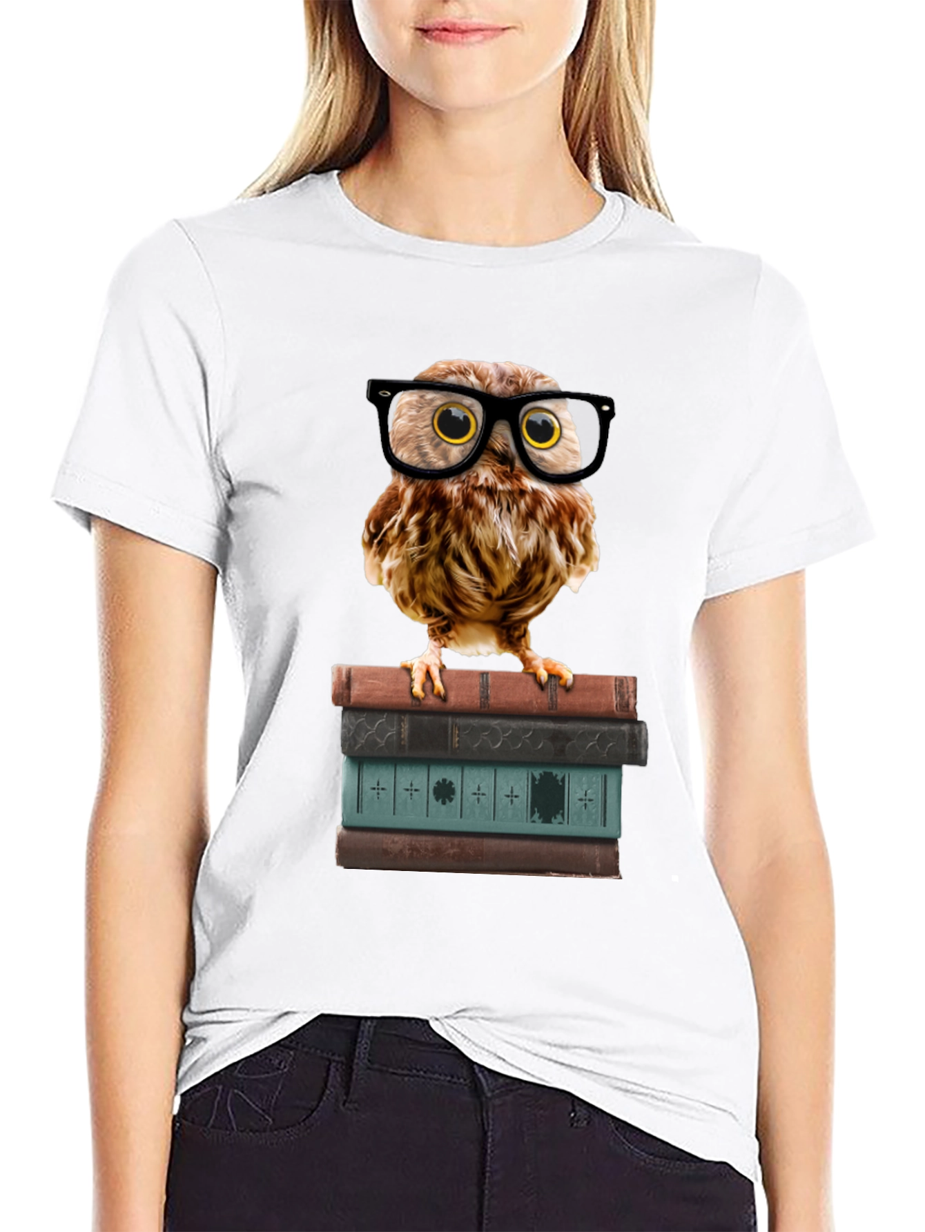 Black Owl on Books T-Shirt - Smart & Stylish view 9