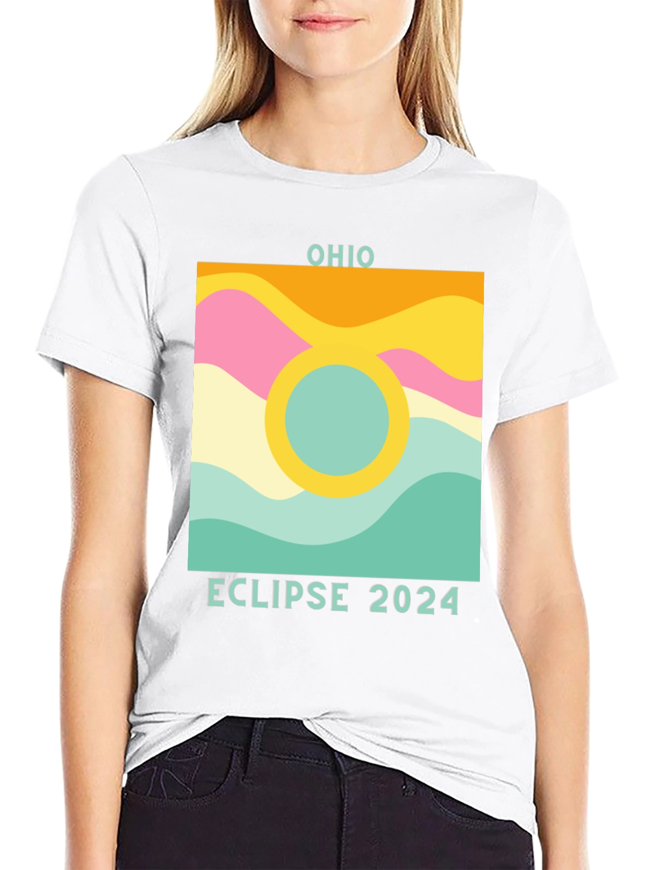 Black Ohio Eclipse 2024 Graphic Tee view 9