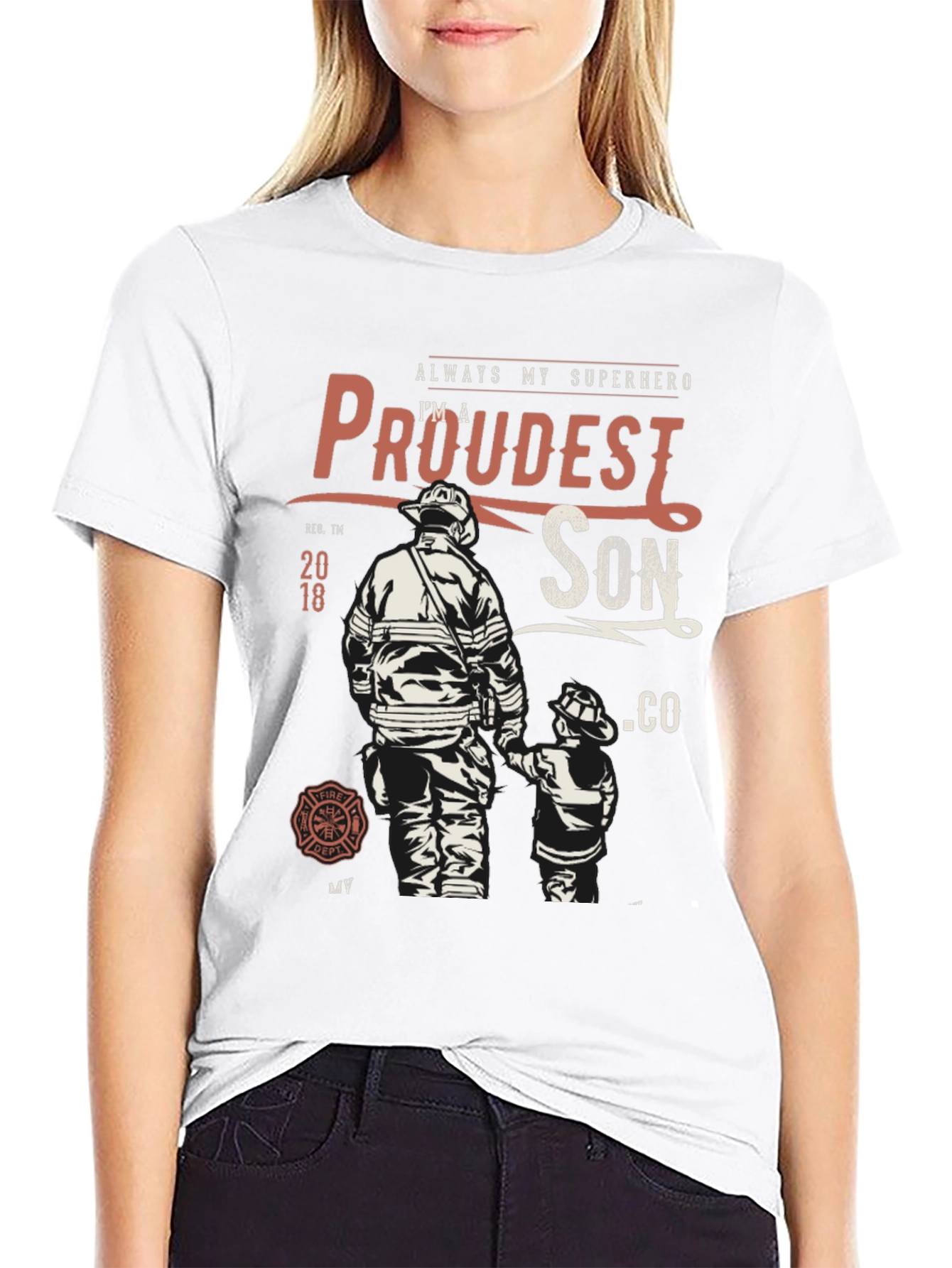 Black Proudest Son Firefighter Graphic Tee view 9