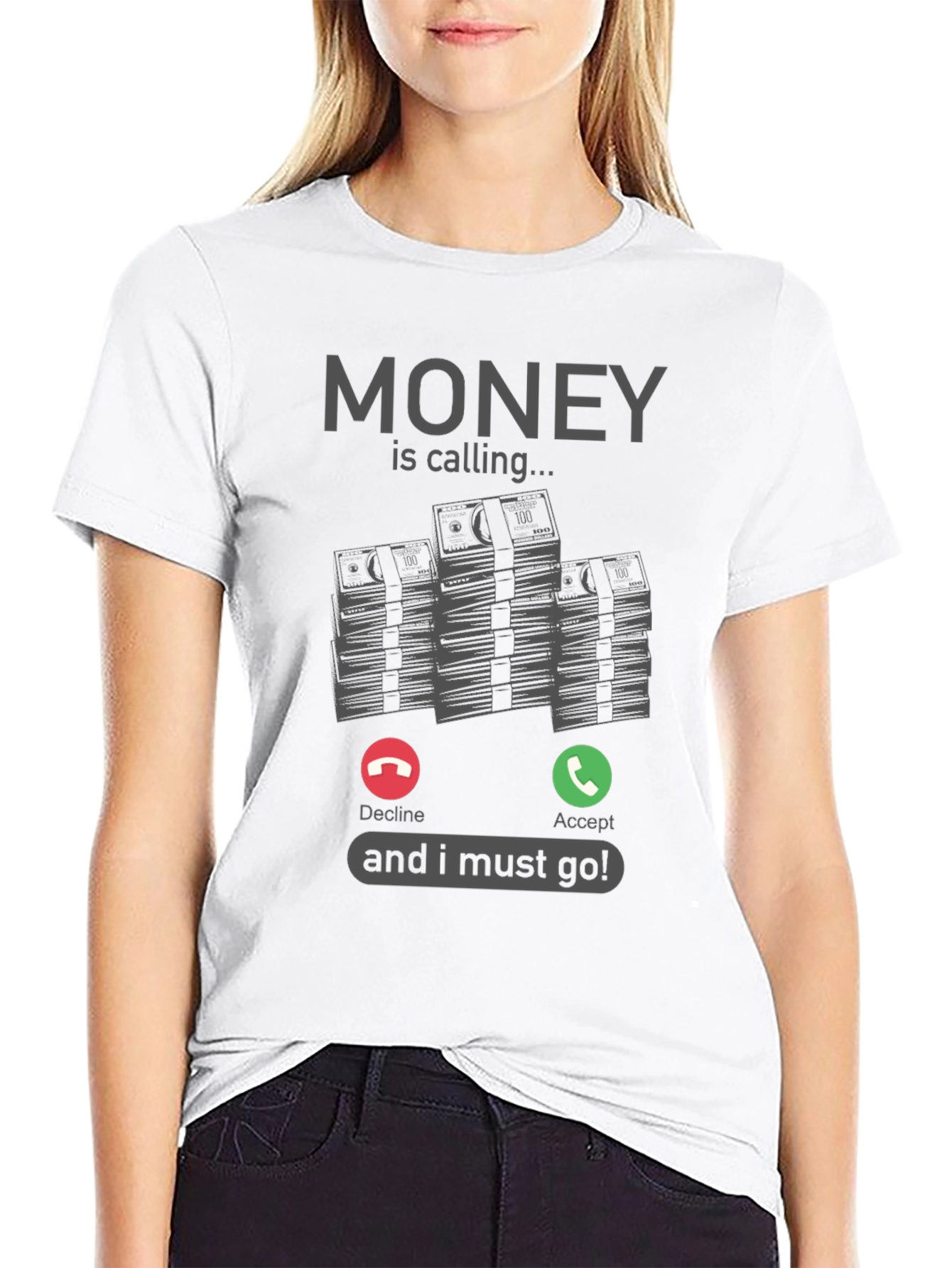 Black Money Calling T-Shirt - Funny Graphic Tee view 9