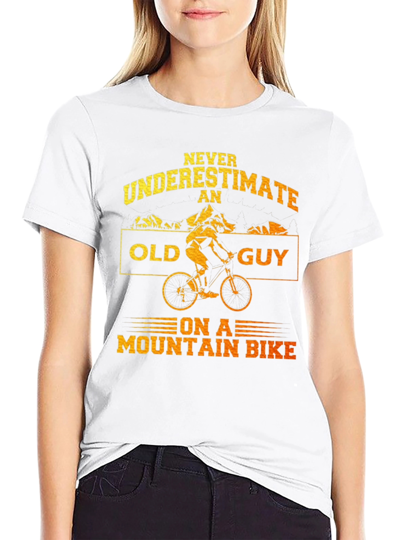 Black Never Underestimate an Old Guy Mountain Bike Graphic T-Shirt view 9