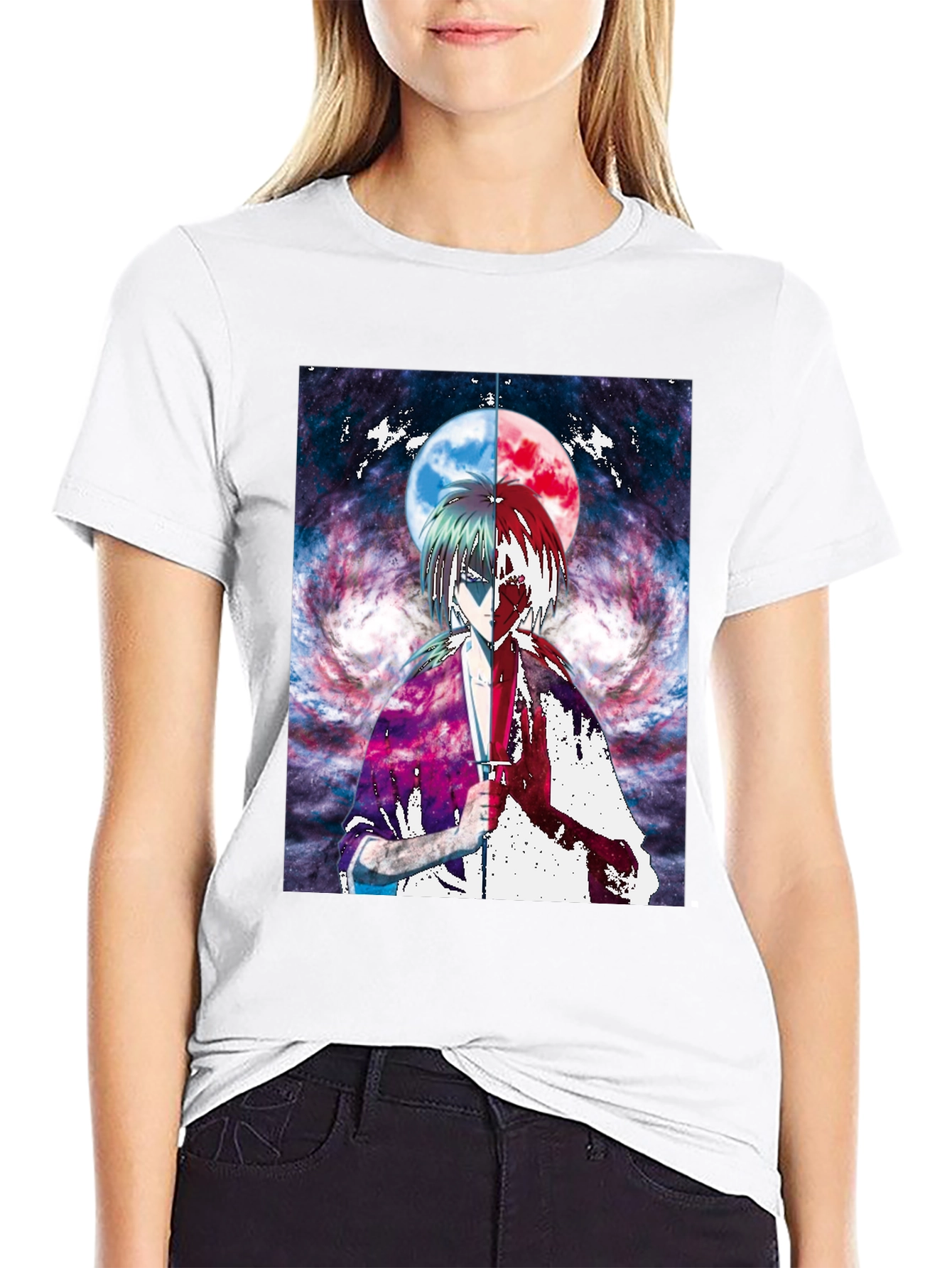 Black Anime Moon Graphic T-Shirt | Unique Design view 9