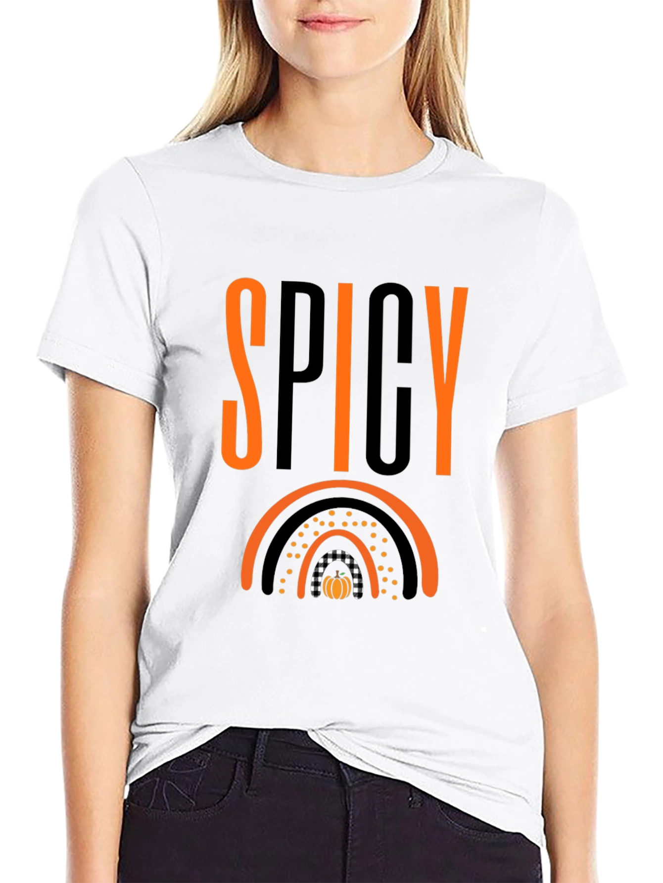 Black Spicy Pumpkin Rainbow Graphic Tee view 9
