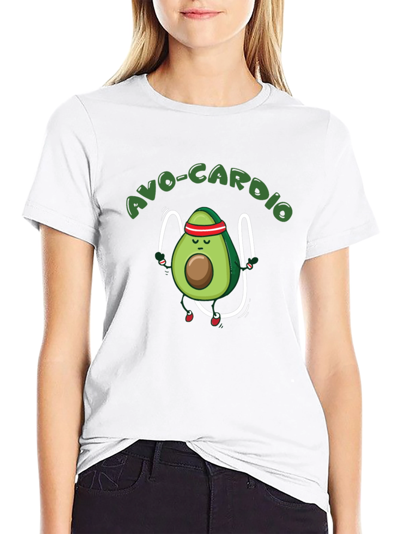 Black Avo-Cardio Black T-Shirt - Avocado Exercise Tee view 9