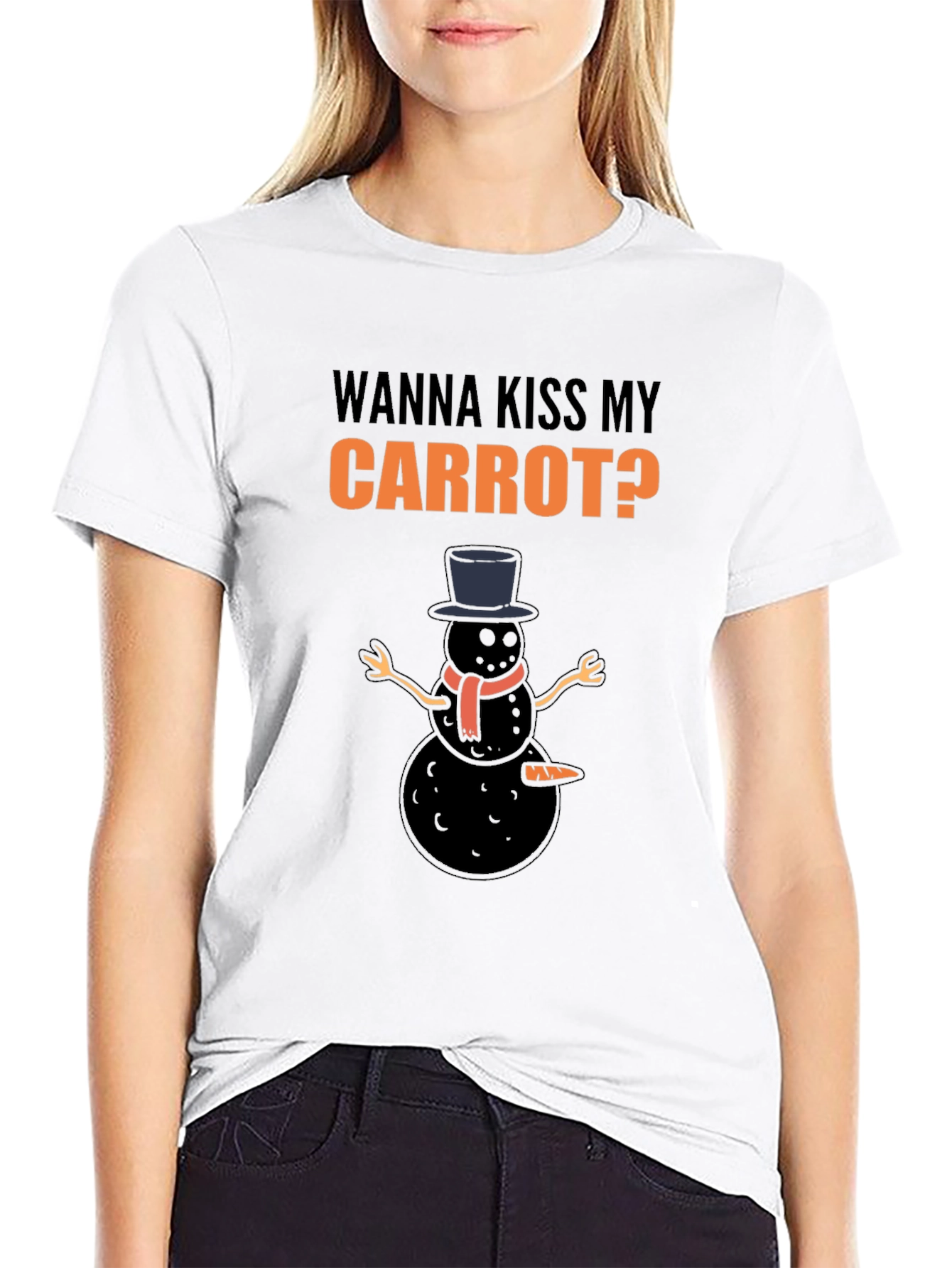 Black Wanna Kiss My Carrot? Black Humor Graphic Tee view 9
