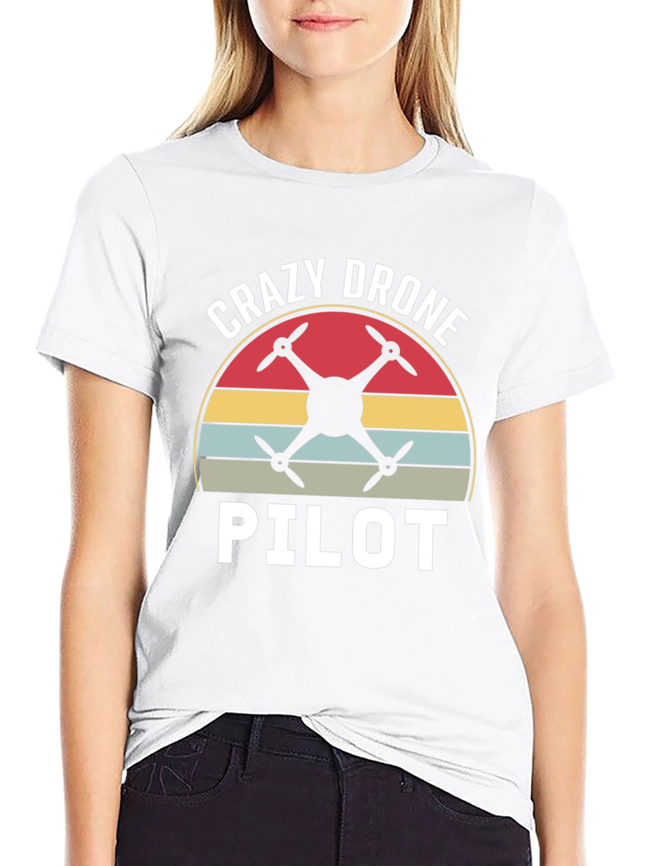 Black Crazy Drone Pilot Graphic T-Shirt view 9
