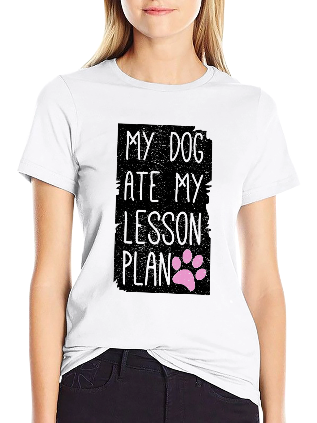 Black My Dog Ate My Lesson Plan Black T-Shirt view 9
