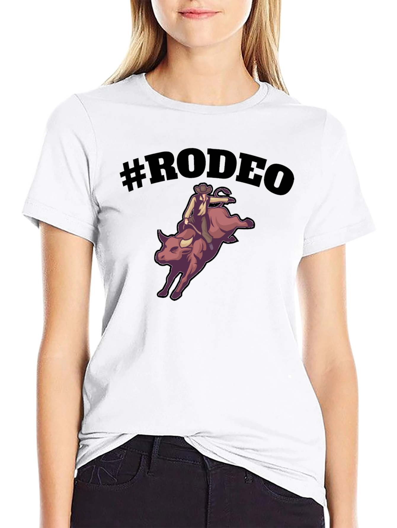 Black Rodeo Bull Riding Graphic T-Shirt view 9