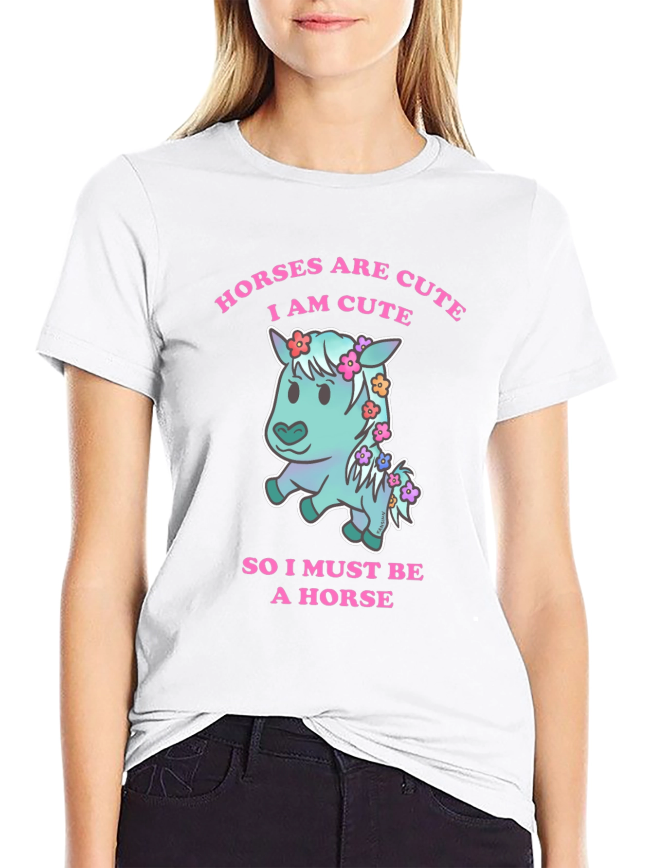 Black Cute Horse Graphic T-Shirt view 9