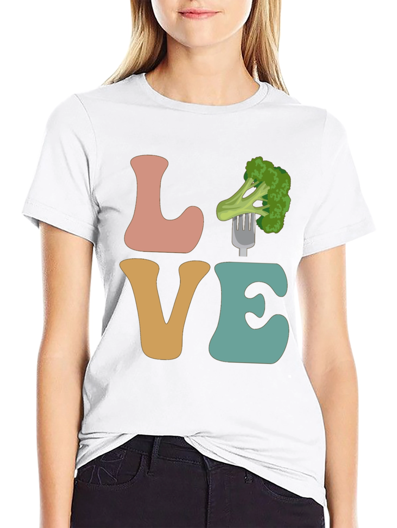 Black Vegan Love Broccoli Graphic Tee - Unisex T-Shirt view 9