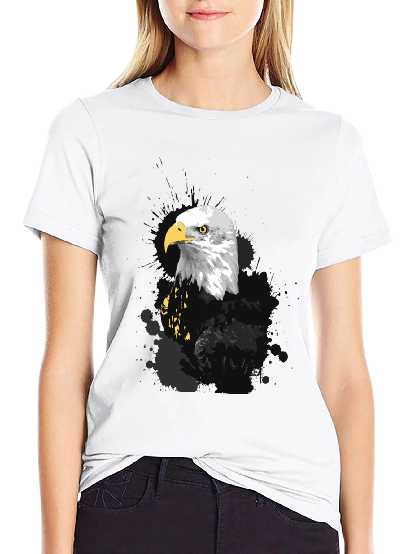 Black Eagle Graphic Print Men's Black T-Shirt view 9