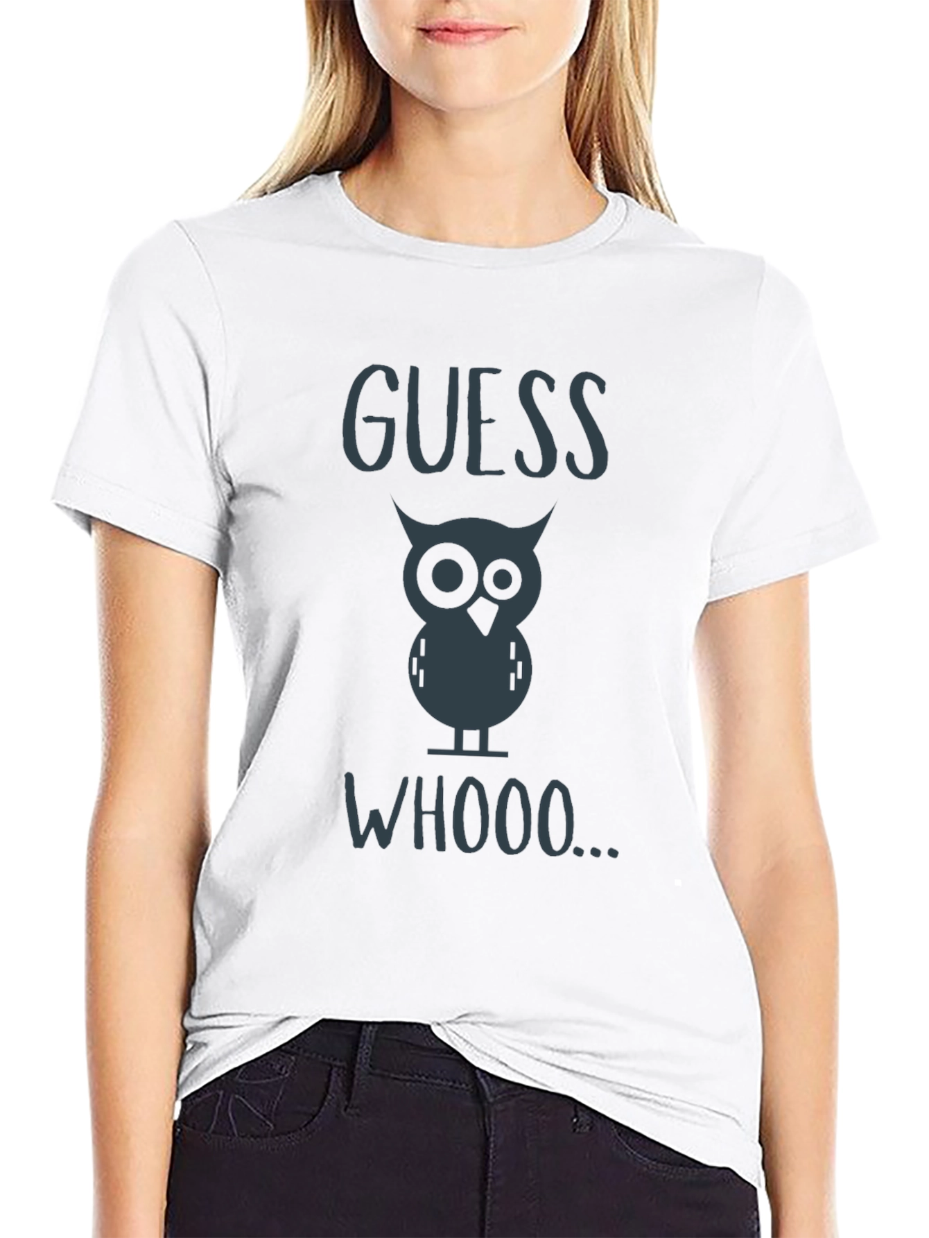 Black Guess Whooo Owl T-Shirt - Black Cotton Tee view 9