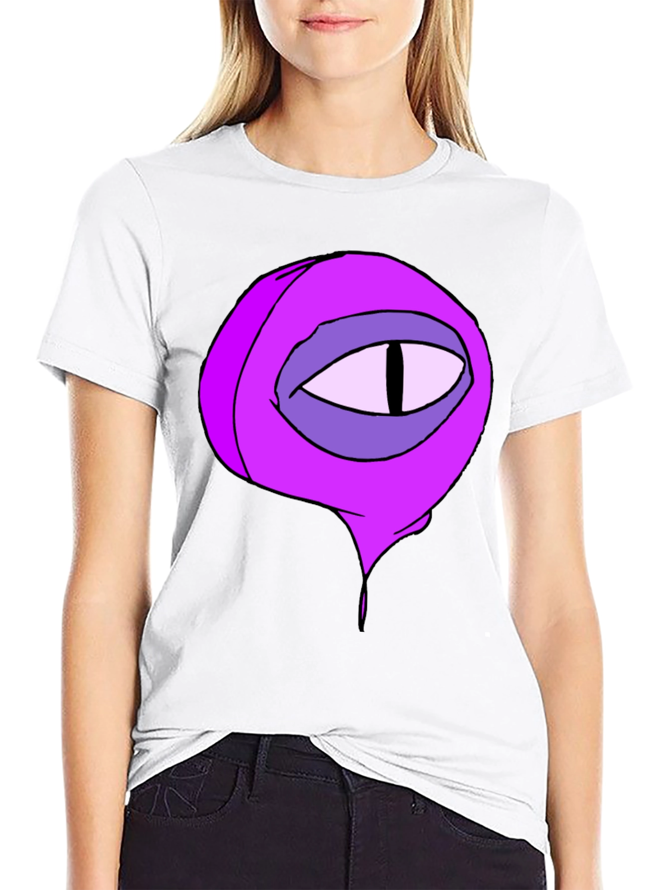Black Black Tee with Cartoon Eye Graphic view 9